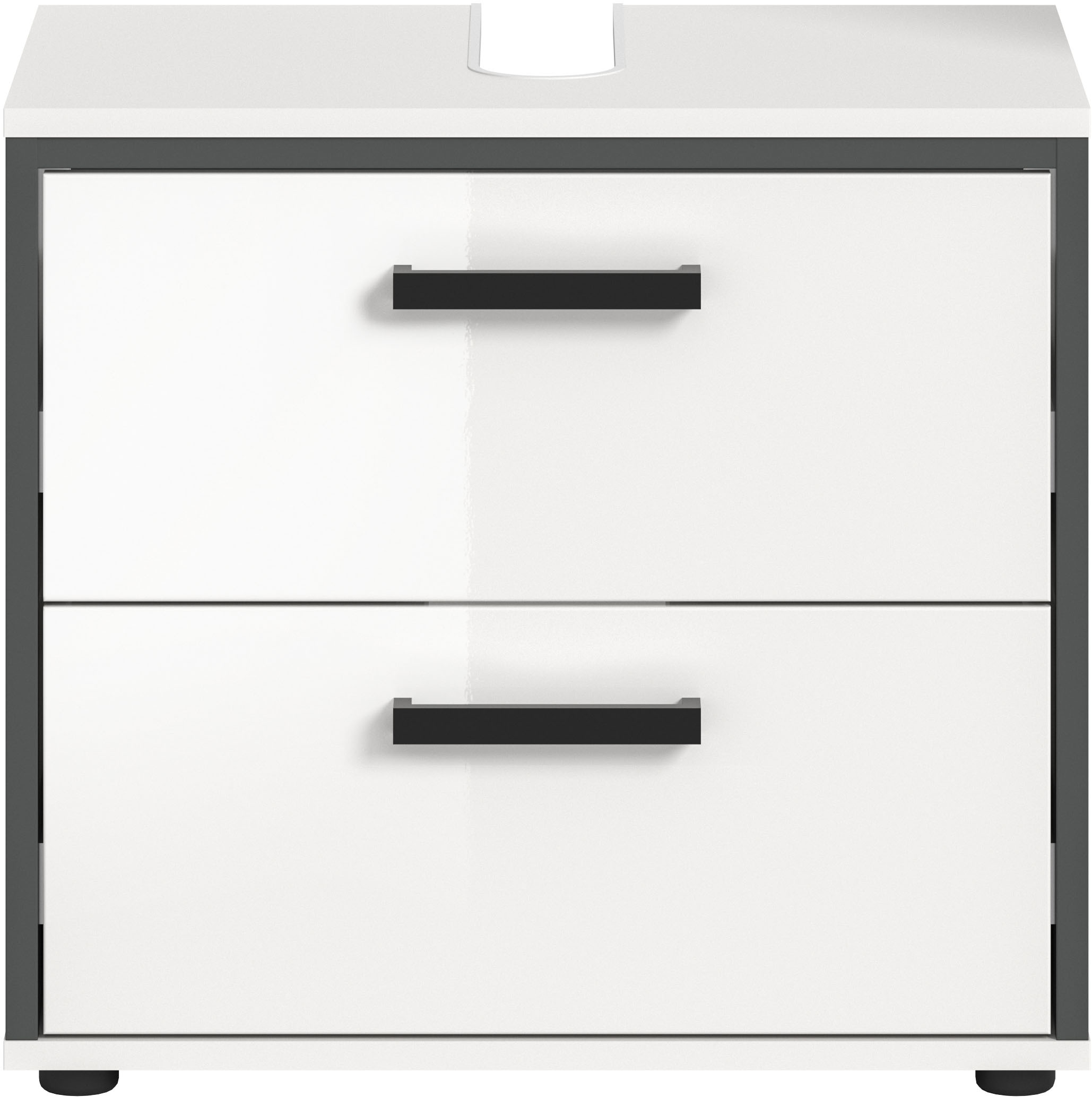 welltime Waschbeckenunterschrank »KAJO, hochglanz Front, 2 Schubladen, Siphonausschnitt« 1 Stk. tlg. Waschbecken, Unterschrank, Bad, Badezimmer, Schrank