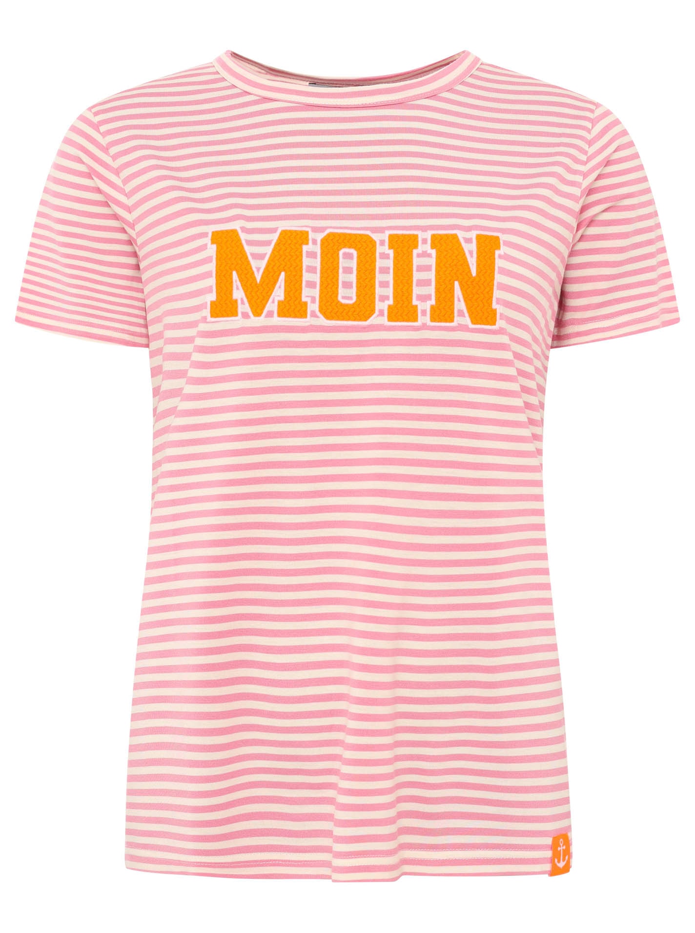 Zwillingsherz T-Shirt »"Anker Moin"« gestreift, gestickter Schriftzug, maritim, Rundhals