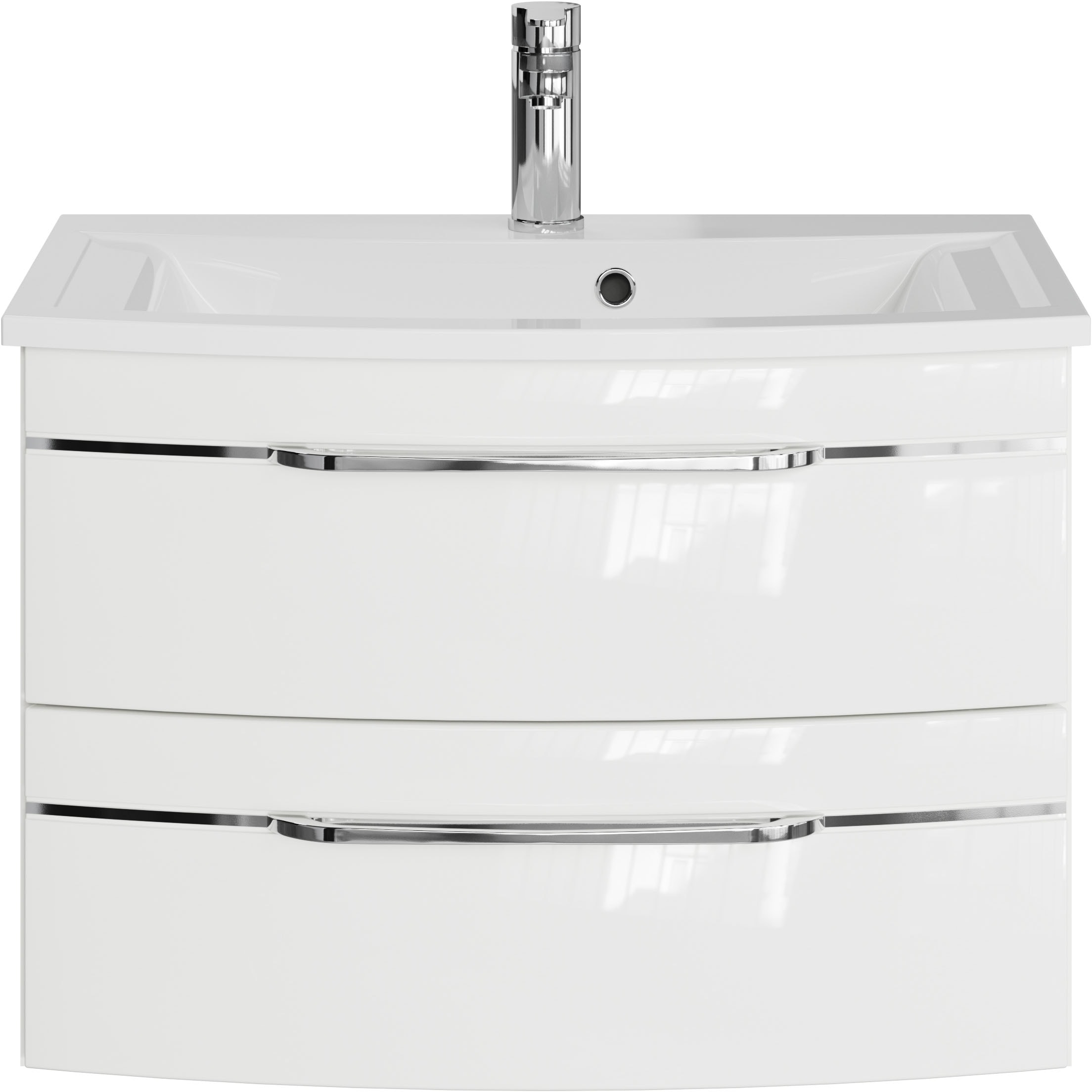 Saphir Waschtisch »Serie 7045 Mineralmarmor-Waschtisch und Unterschrank, 71,5 cm breit«, Waschplatz mit 2 Schubladen, Badmöbel Set mit Waschtisch