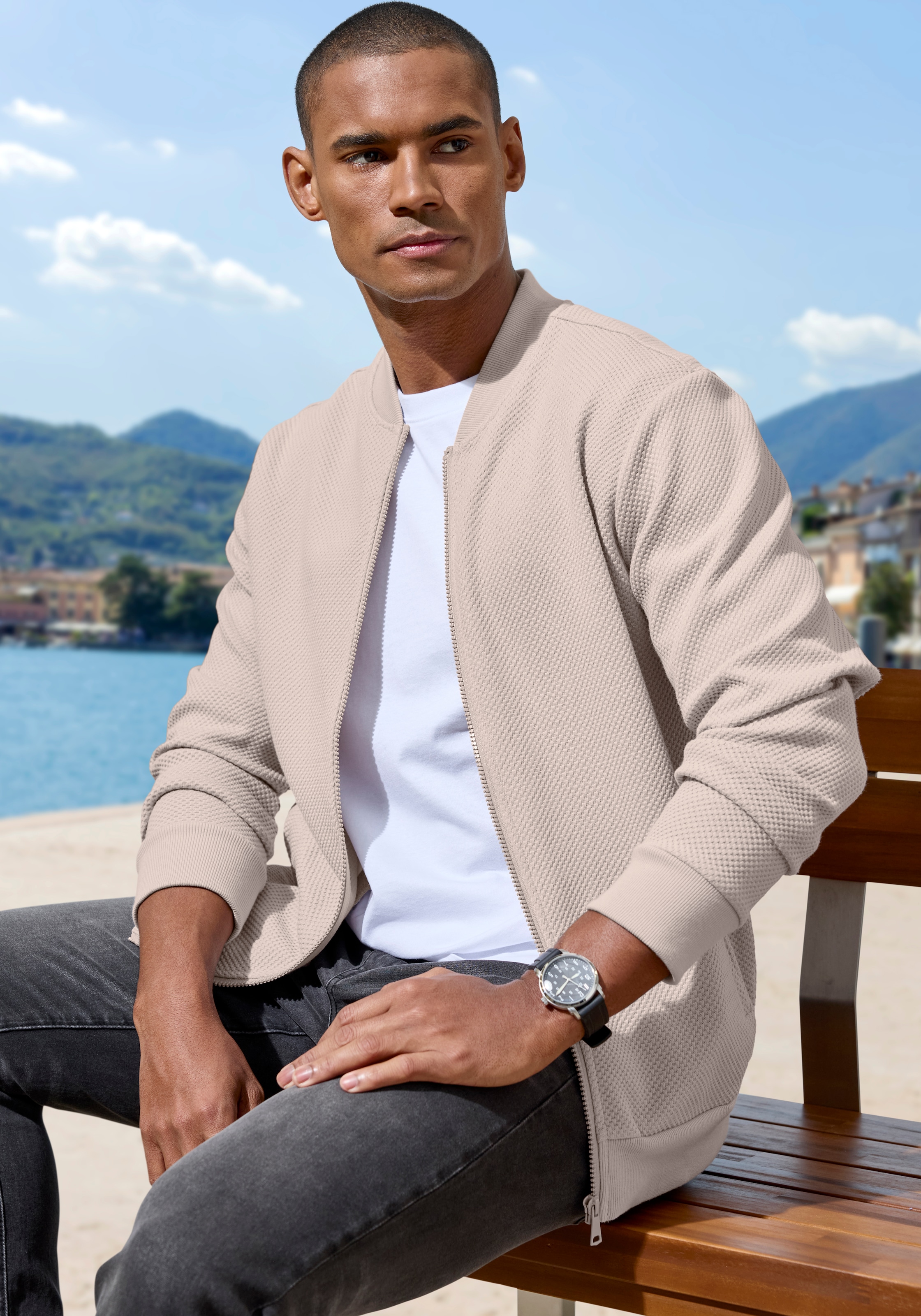 John Devin Sweatjacke »aus Struktur-Qualität« aus Struktur-Qualität