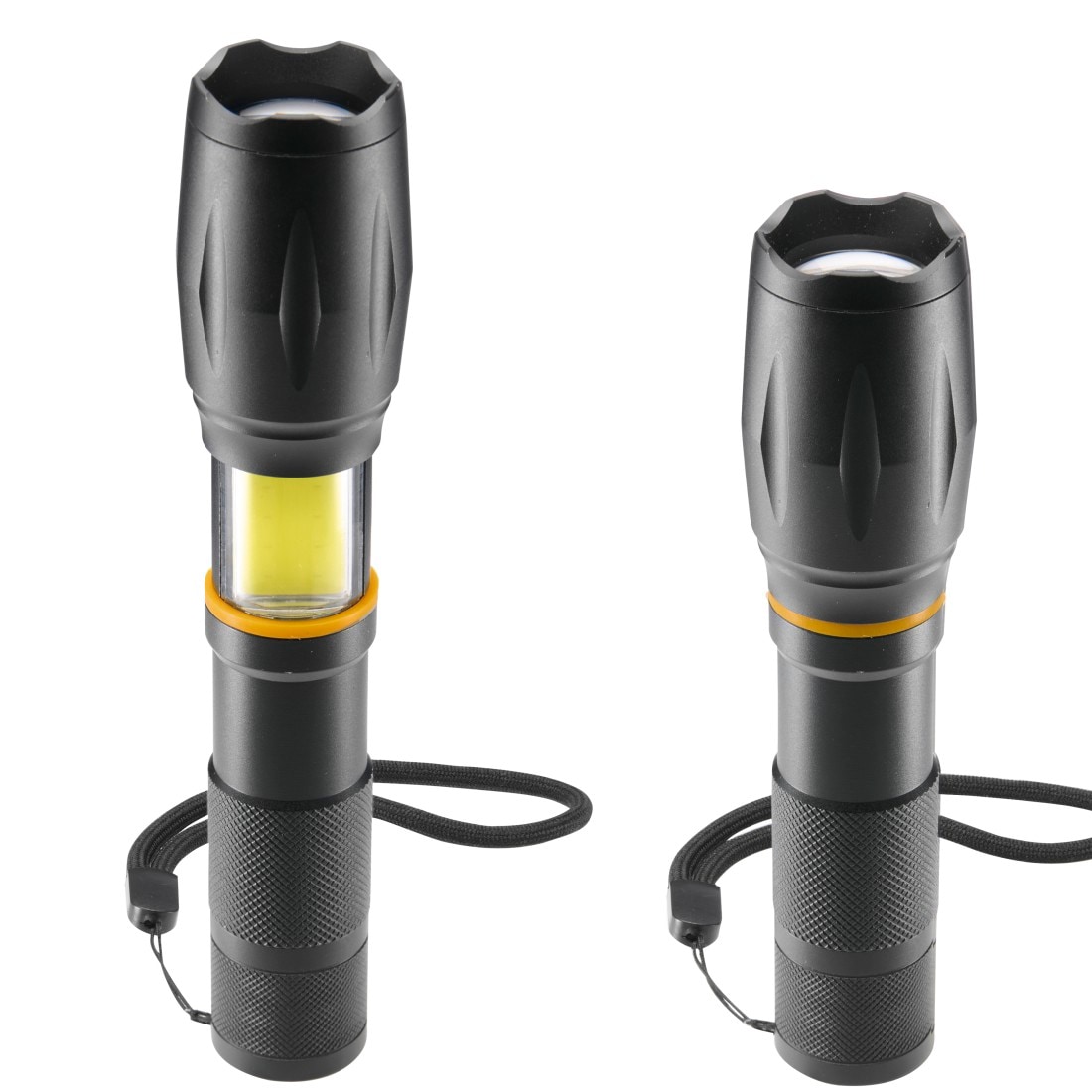 Hama LED Taschenlampe »LED-Taschenlampe, Batterien, Zoom, COB, Aluminium, 3 Modi« stromsparend, robust