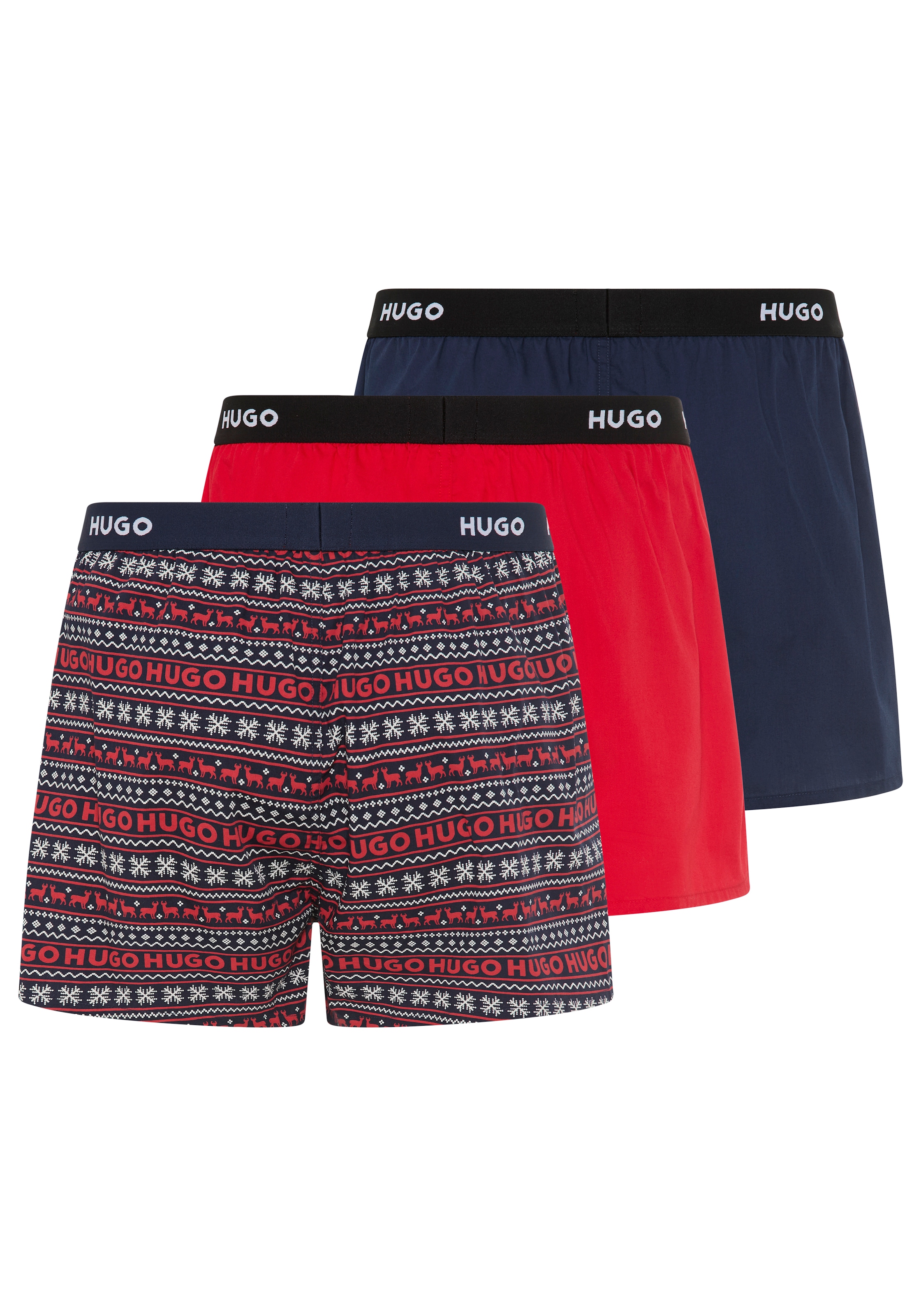 HUGO Underwear Webboxer »WOVEN BOXER TR«, (Packung, 3 St., 3er-Pack), Webboxer mit HUGO Schriftzug