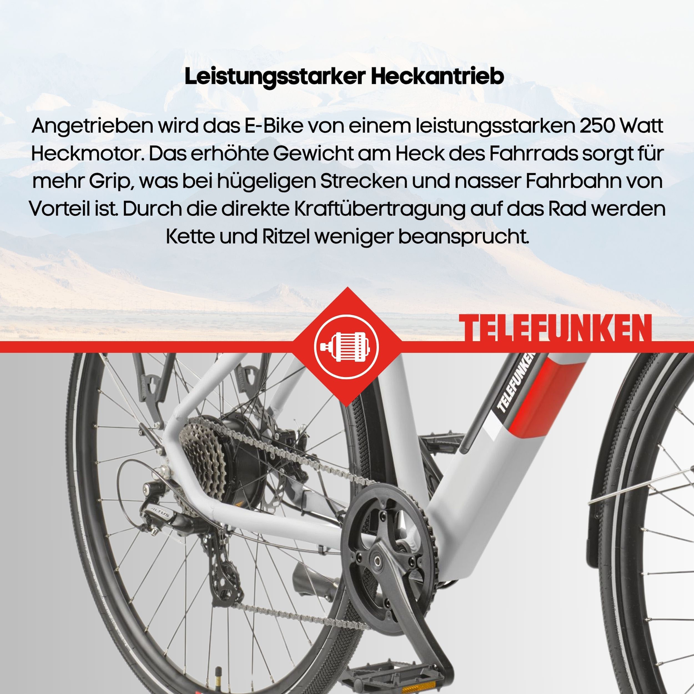 Telefunken E-Bike »E-Trekking Expedition XT490 Damen«, 8 Gang, Shimano, Altus, Heckmotor 250 W, Pedelec, Elektrofahrrad, Damen, innerhalb StVZO, 28 Zoll