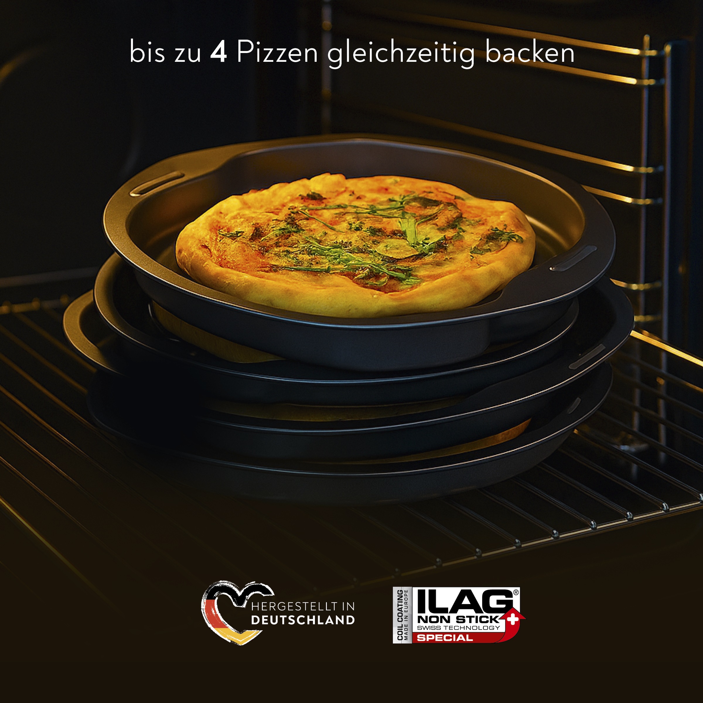 CHG Pizzablech »SENSAZIONE«, Metall, (Set, 4 St.), Made in Germany