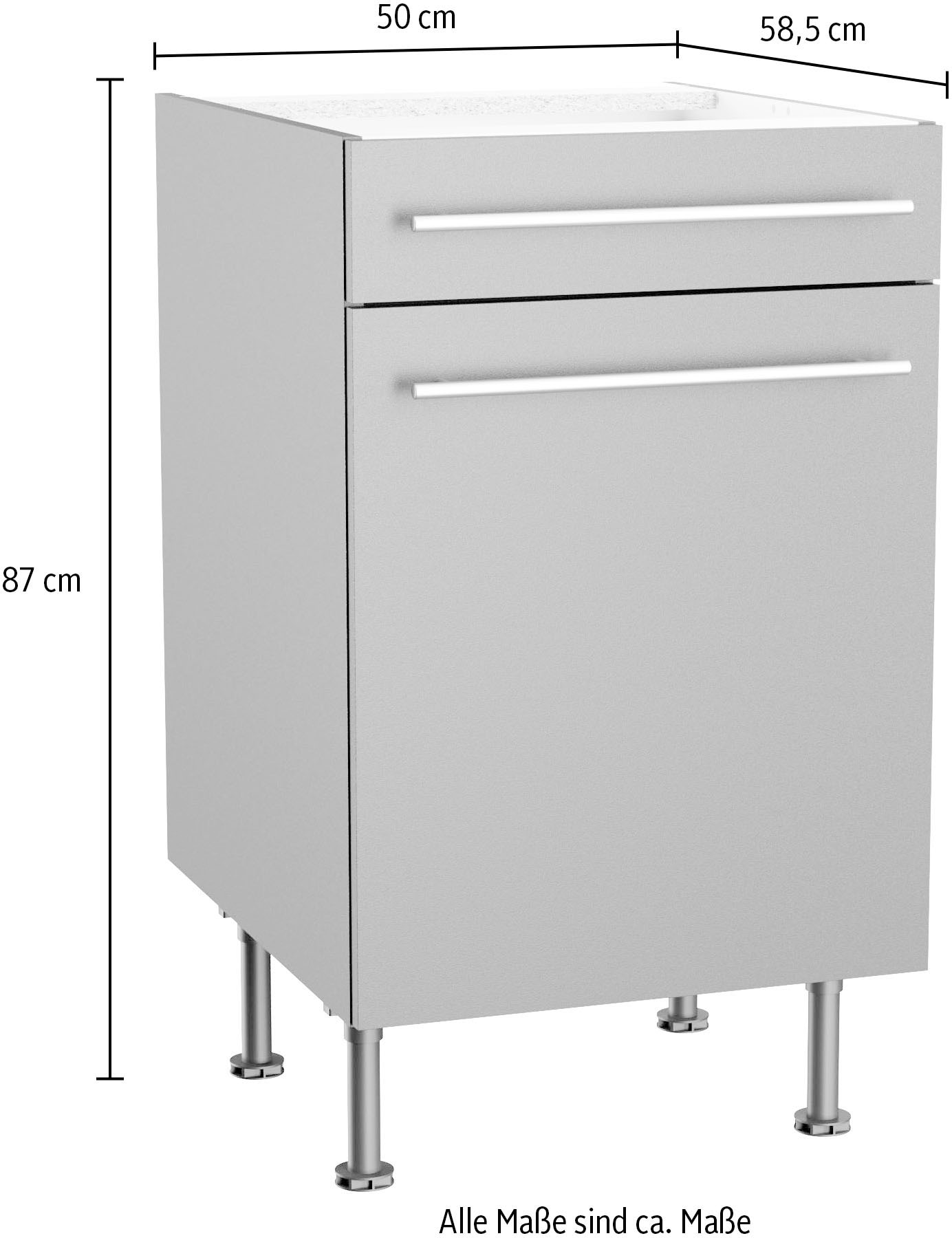 KOCHSTATION Unterschrank »KS-Bern2«, Breite 50 cm, 1 Tür, 1 Schubkasten, 1 Einlegeboden