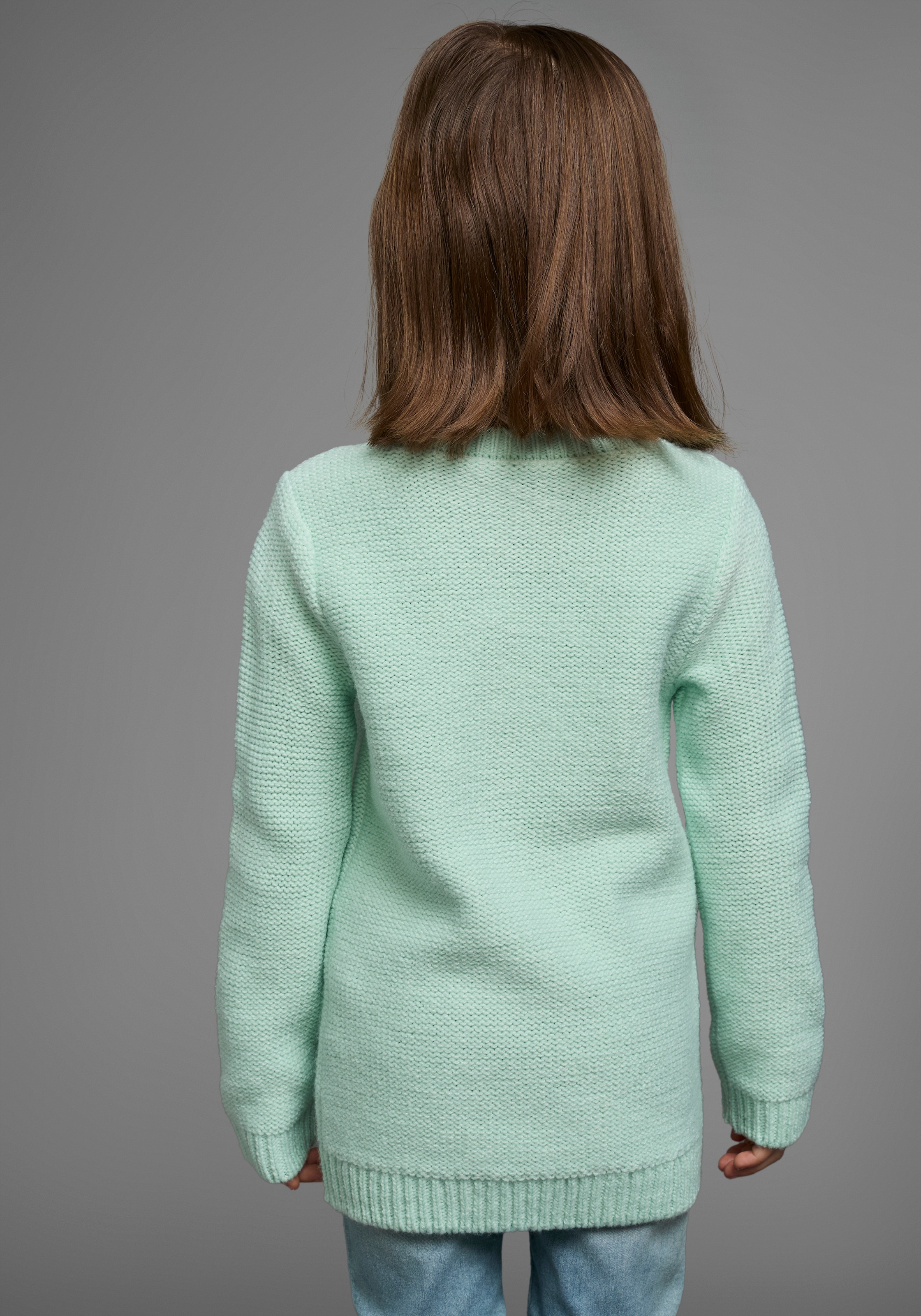 KIDSWORLD Strickpullover »Pulli für kleine Mädchen« gestricktem Herzchenmuster