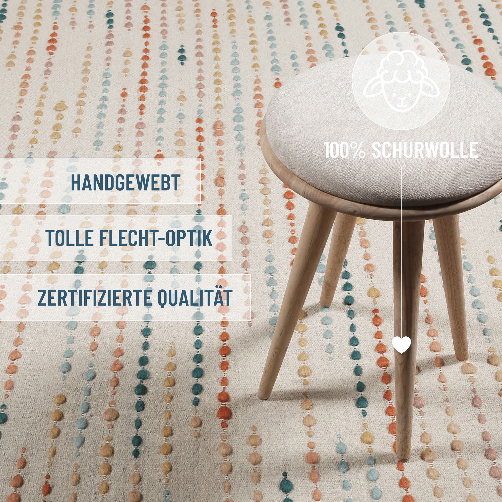 Wecon home Teppich »Maddie«, rechteckig, 11 mm Höhe, handgewebt, robust, strapazierfähig, skandinavisch, Naturfaser