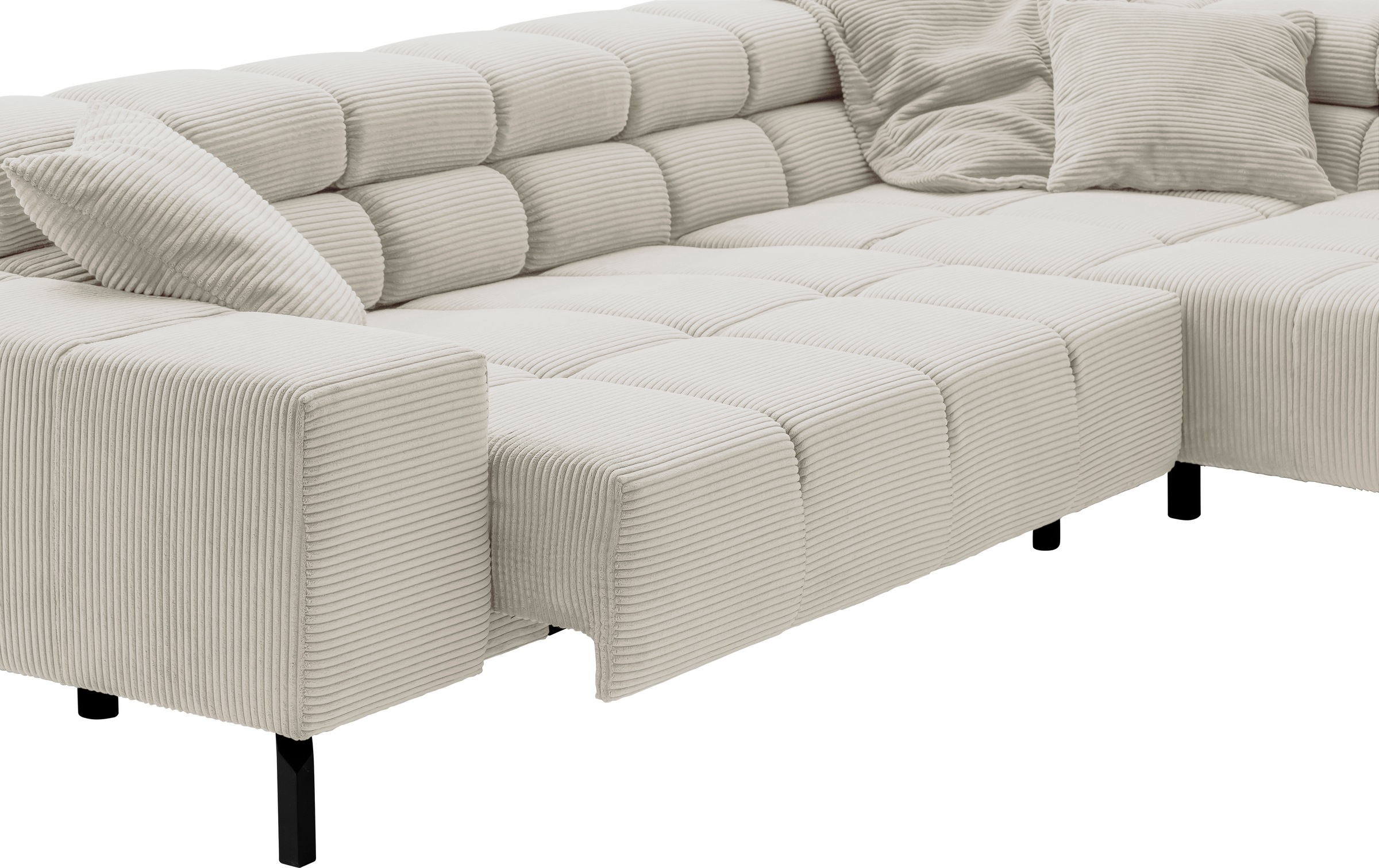 INOSIGN Ecksofa »Ancona New, wahlweise motorische Sitztiefenverstellung, auch in Cord«, feine Steppung, mit Kopfteilverstellung, 3 Zierkissen, L-Form