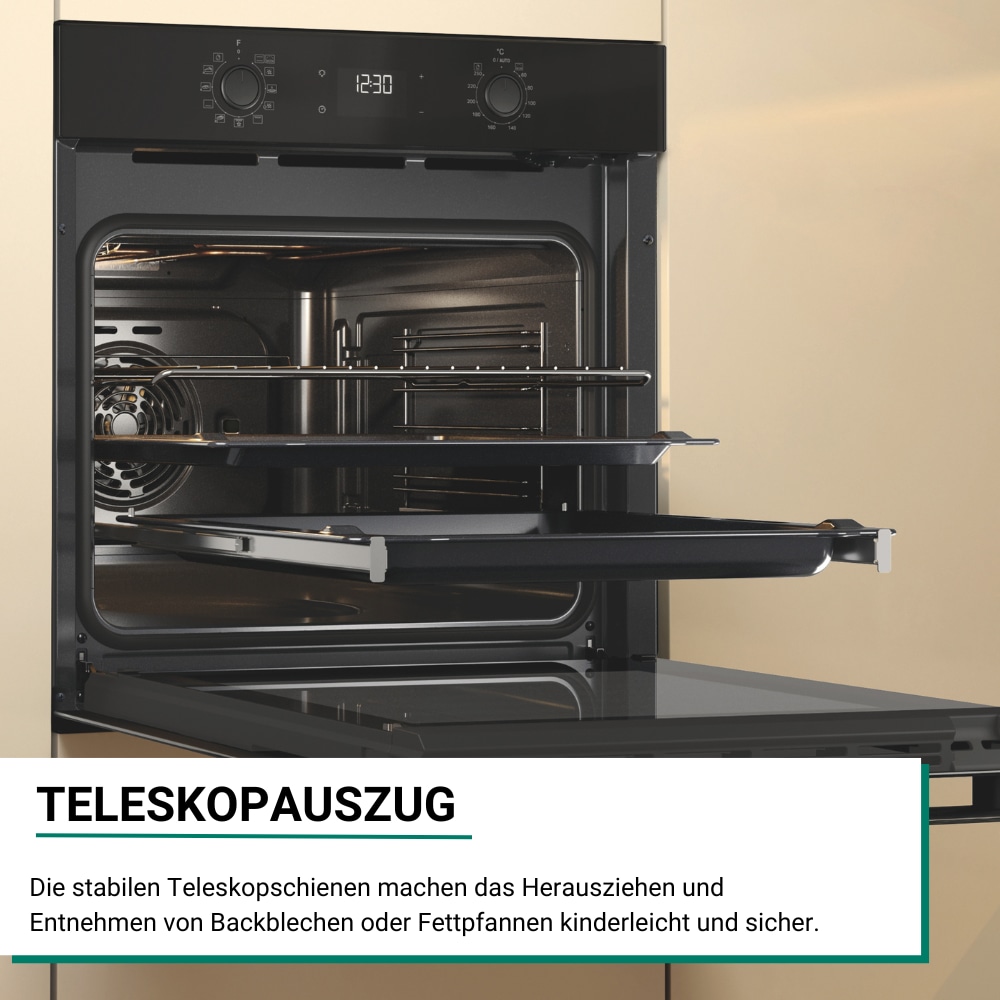 BAUKNECHT Einbaubackofen  »BBA285HU1I«, mit Teilauszug, Pizzafunktion, 1-fach Teilauszug