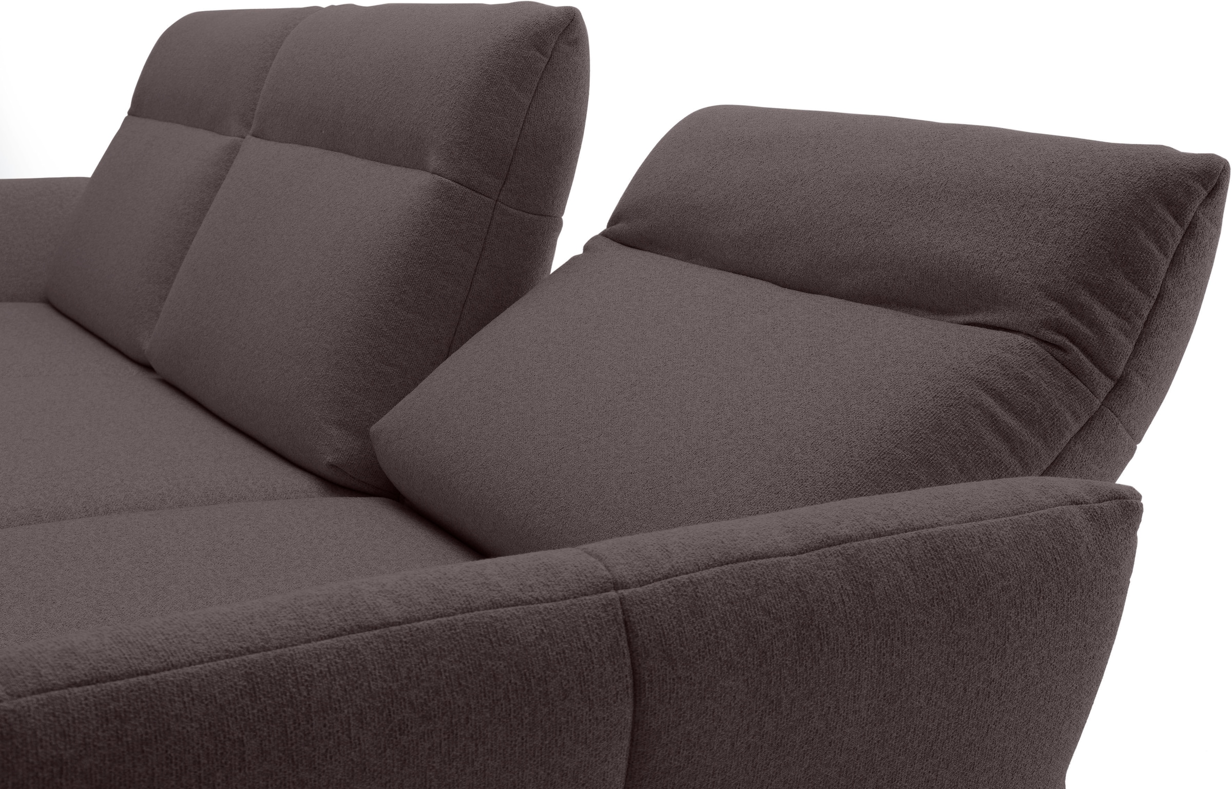 Creation BY ROLF BENZ Ecksofa »CR.460, Design-Sofa der Extraklasse, verstellbare Rückenlehne, L-Form« Sockel in Eiche, Winkelfüße in Umbragrau, Breite 338 cm