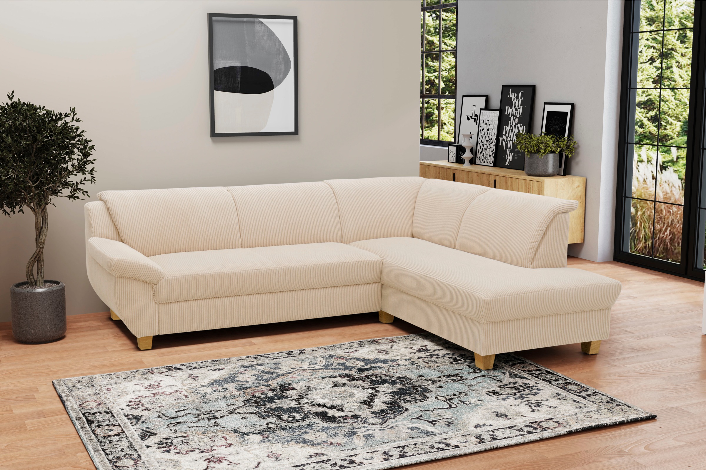 Home affaire Ecksofa »Yesterday L-Form«, wahlweise mit Bettfunktion, auch in Cord