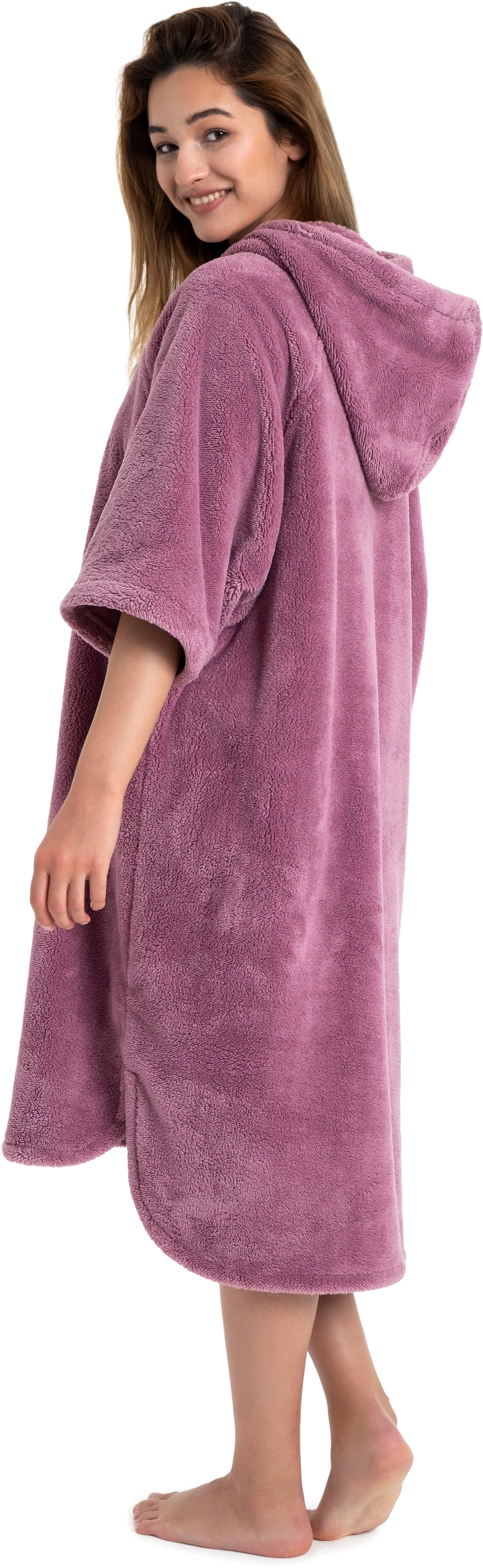 my home Badeponcho »Lillou, ideal für Sauna, Spa & im Urlaub«, (1 St.), weich und kuschelig, Fleece, Unisex, für Damen und Herren, Surfponcho