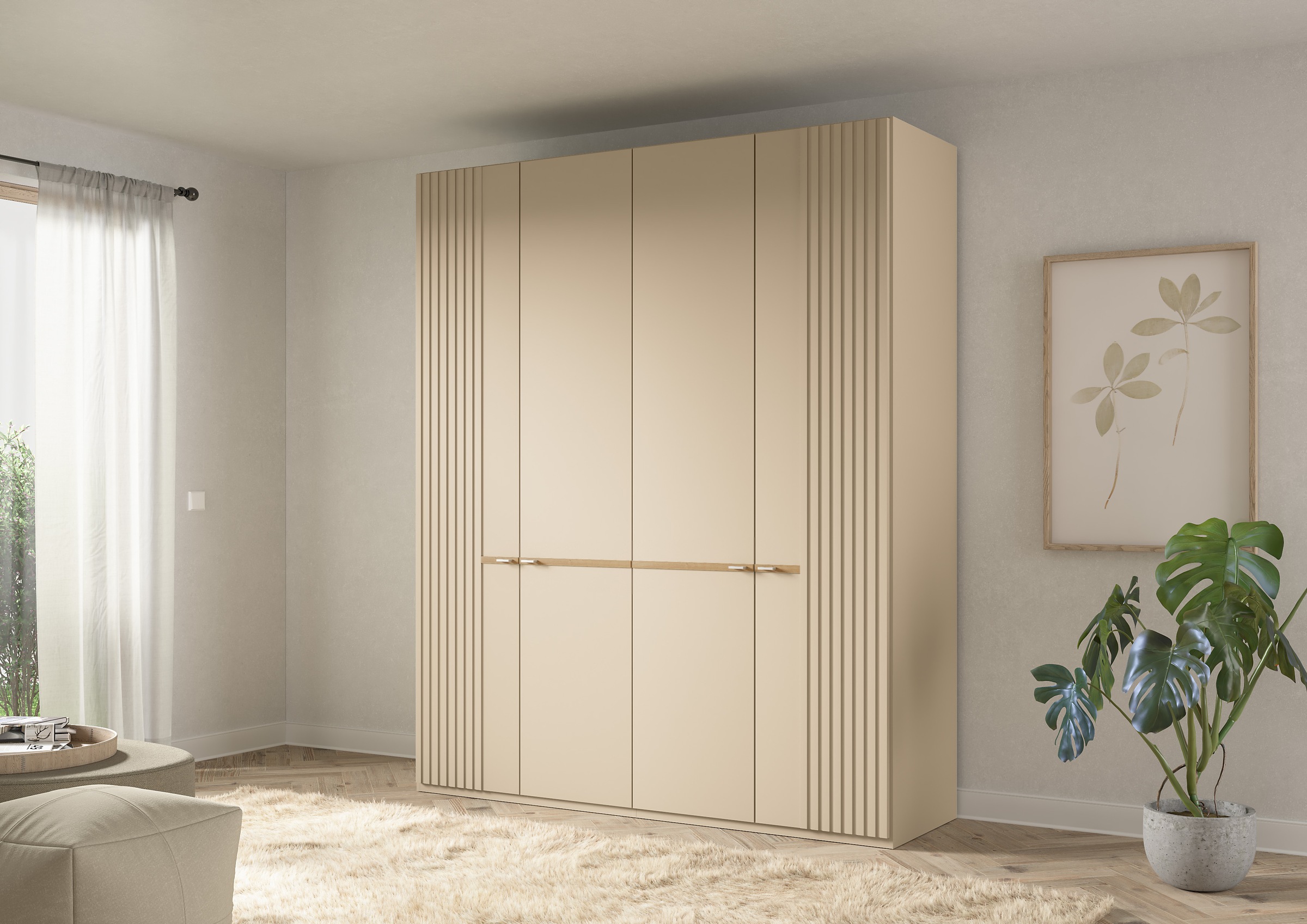Musterring Drehtürenschrank »Isabelle«, Lamellen in Korpusfarbe, Griffe in silber, versch. Größen und Farben