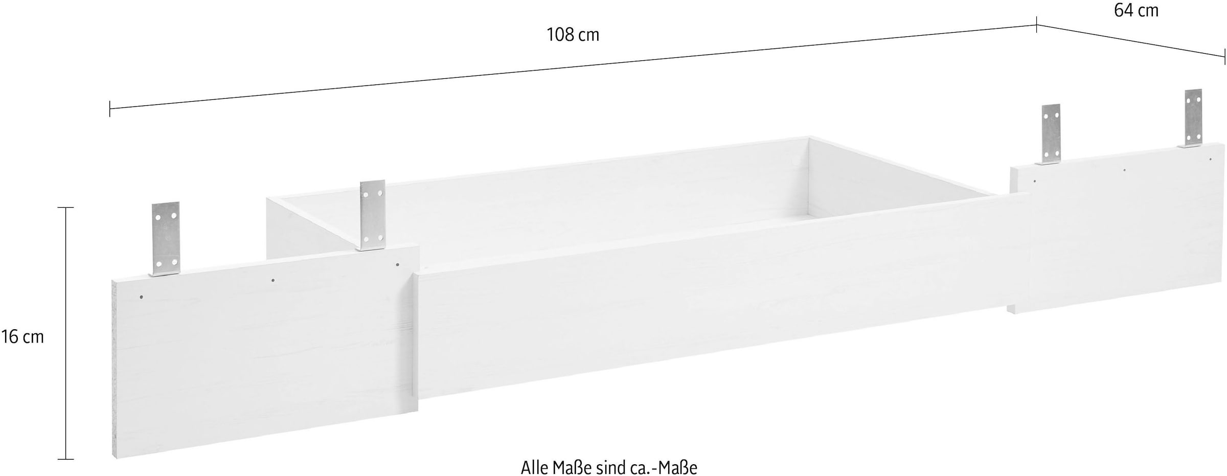 Home affaire Bettschubkasten »Florenz Bettkasten in Pinie Weiß, Schubkasten mit Rollen« Schublade passend zu den Florenz Betten, Aufbewahrung, Stauraum