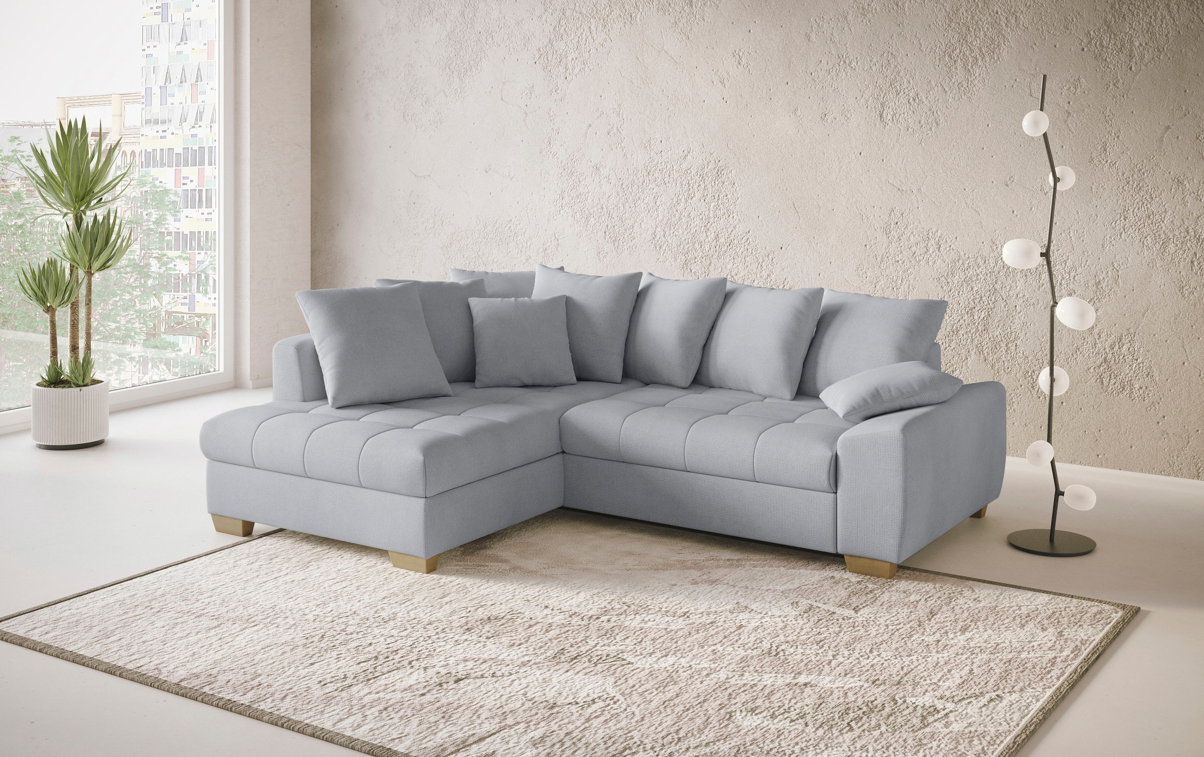 Mr. Couch Ecksofa »Nikita II, L-Form, bis 140kg pro Sitzplatz belastbar«, mit Kaltschaumpolsterung, wahlweise mit Bett und Bettkasten