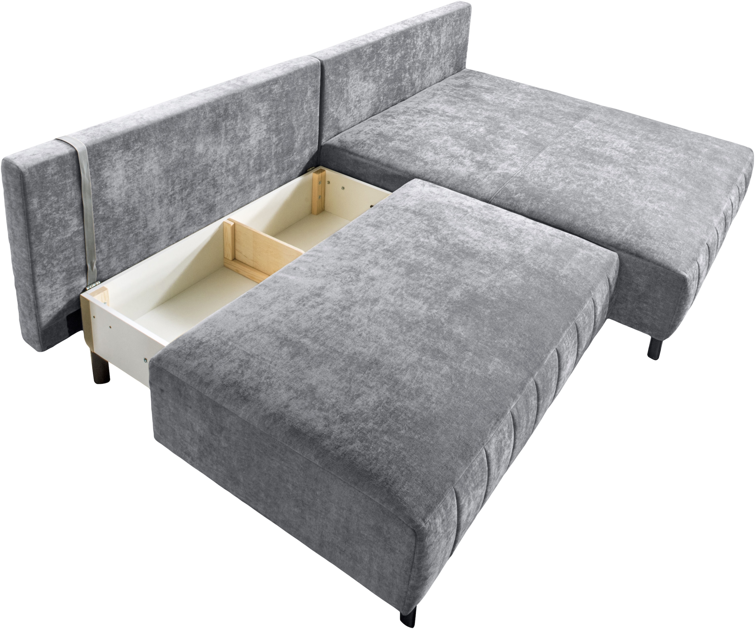 exxpo - sofa fashion Ecksofa inkl. Bettfunktion und Bettkasten, 15cm bodenfrei, Breite 262cm