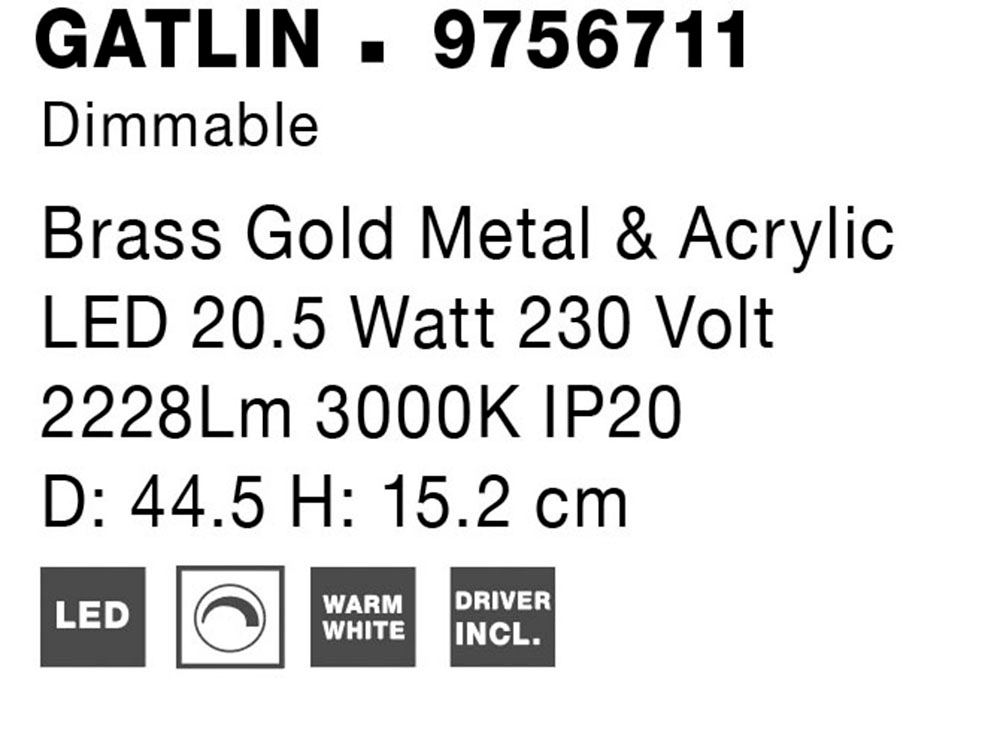 Nova Luce LED Deckenleuchte »GATLIN« LED-Modul 1 Stk. Warmweiß