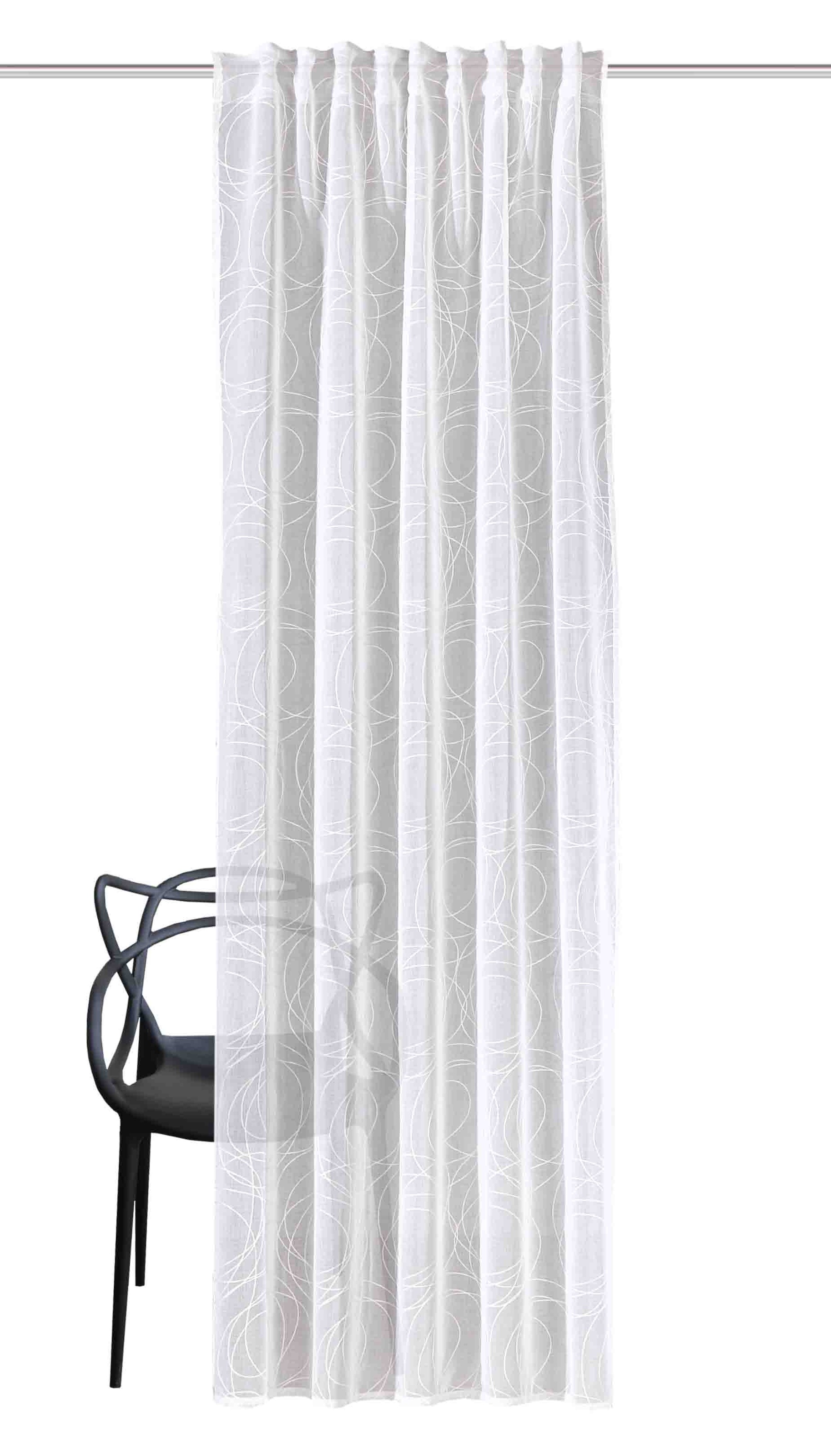 HOME WOHNIDEEN Gardine »DITOS«, (1 St.), Kombibandschal Leinenoptik, bestickt