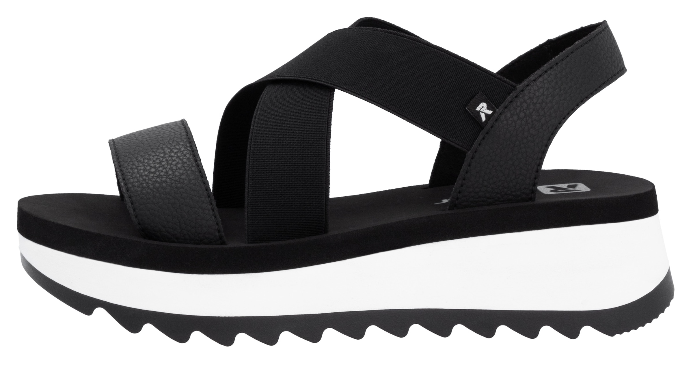 RIEKER Sport Plateausandale, Riemchensandalette, Sommerschuh, Schlupfschuh mit Gummizügen