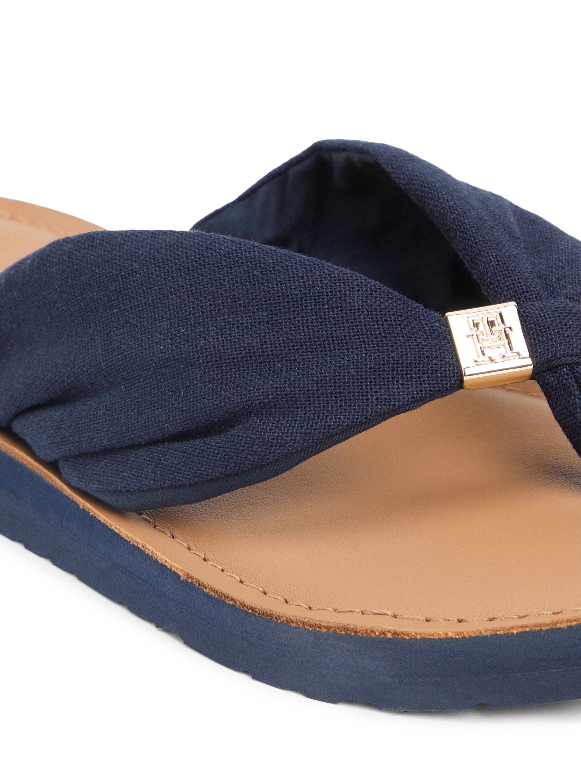 Tommy Hilfiger Zehentrenner »TH LTR FOOTBED SUMMER SANDAL«  Sommerschuh, Strandschuh, Dianette, Flat mit Logoemblem