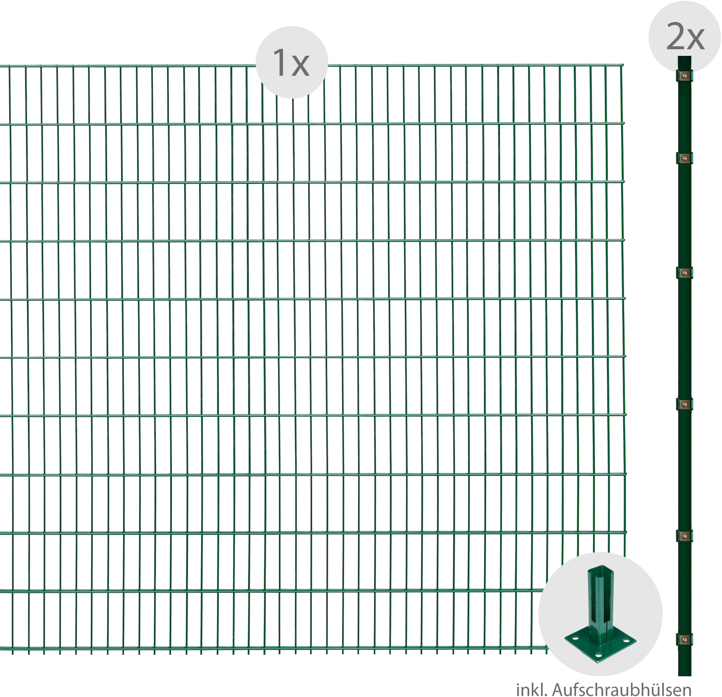 Arvotec Doppelstabmattenzaun »ESSENTIAL 203 zum Aufschrauben«, Zaunhöhe 203 cm, Zaunlänge 2 - 60 m