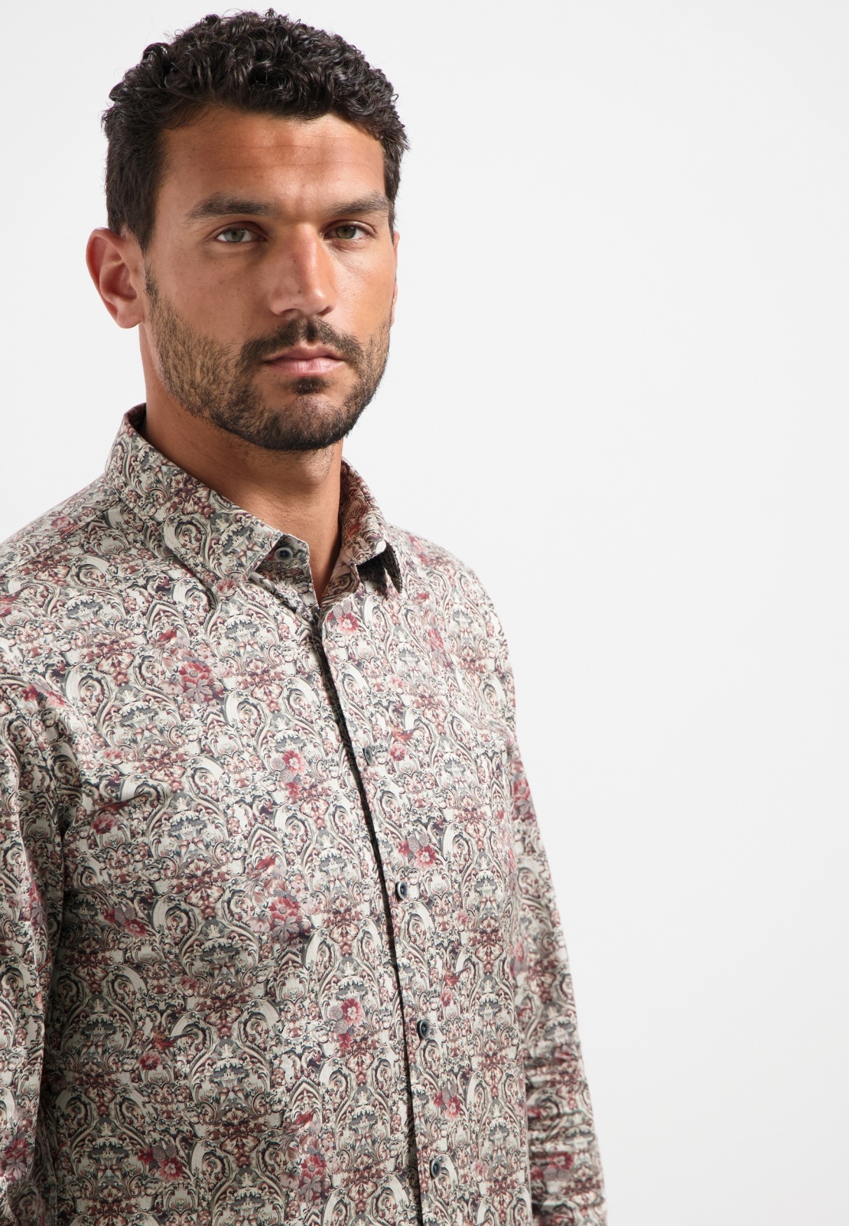 NO EXCESS Langarmhemd »No Excess Bedrucktes Hemd Shirt Stretch Allover Printed«