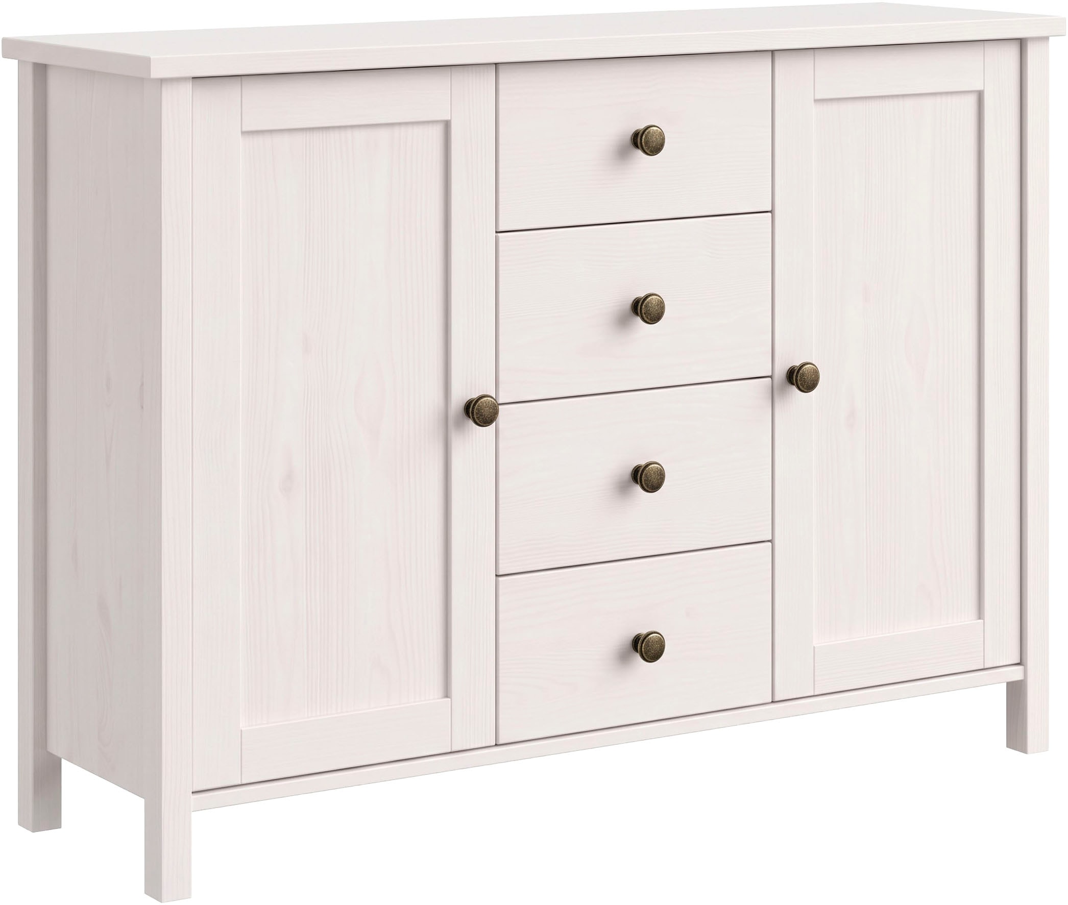 OTTO home Buffet »Mikkeli Küchenbuffet mit 2 Glastüren, Metallgriffe« aus massiver FSC®-zertifizierter Kiefer, moderner Landhausstil