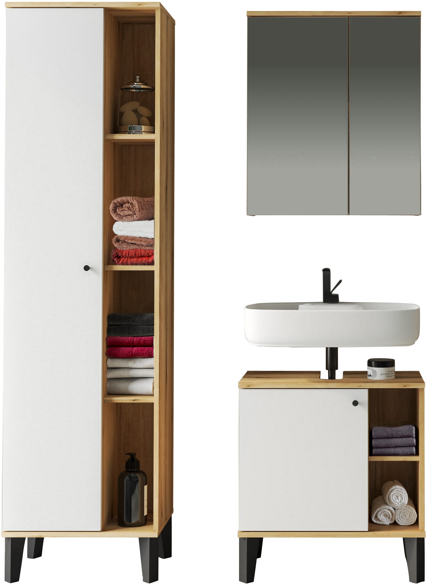 INOSIGN Badmöbel-Set »OSLO, Bad im skandinavischen Design, 3-teiliges Badez günstig online kaufen