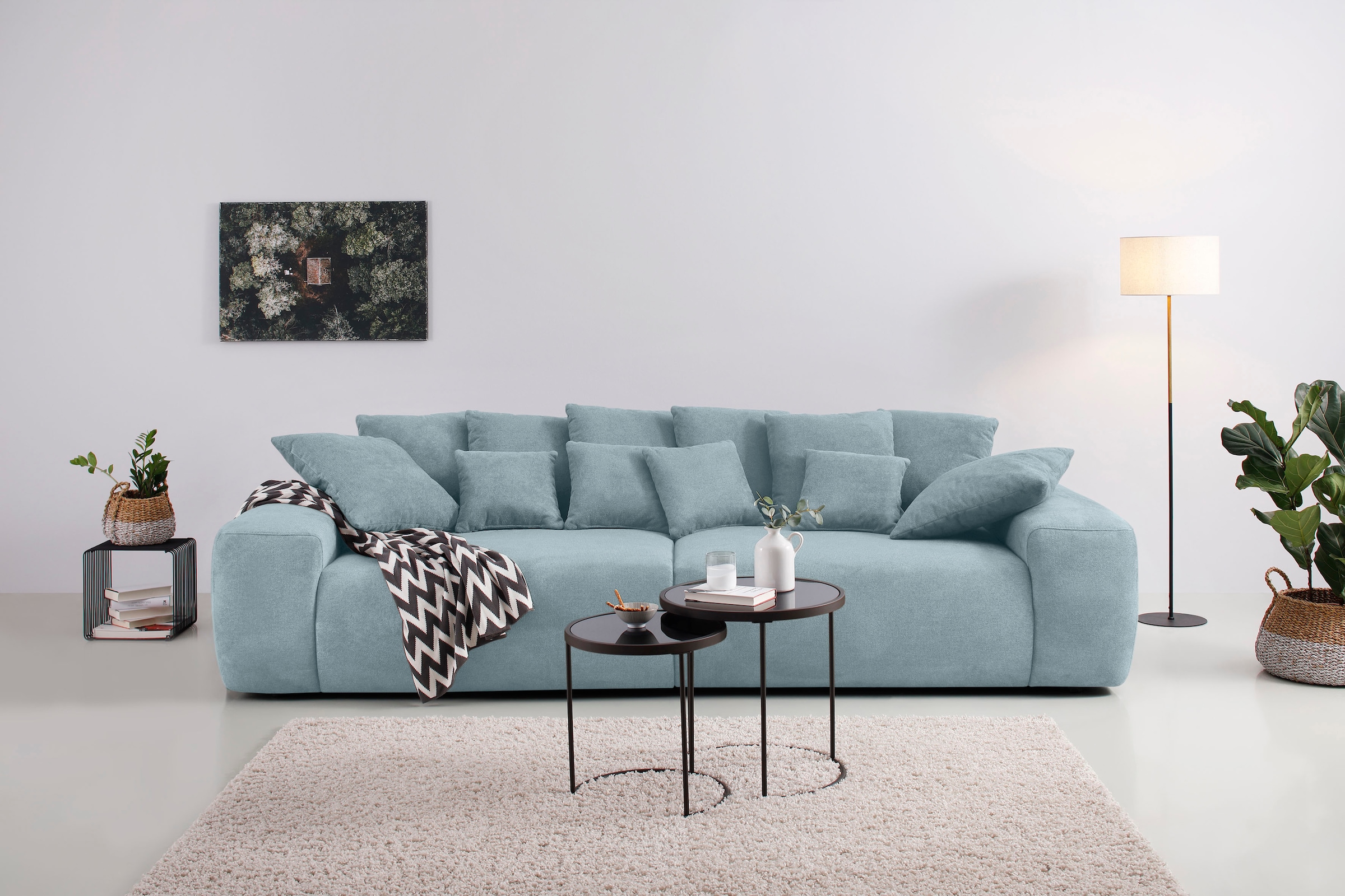 Home affaire Big-Sofa »Glamour«, Boxspringfederung, Breite 302 cm, Lounge  Sofa mit vielen losen Kissen online bestellen