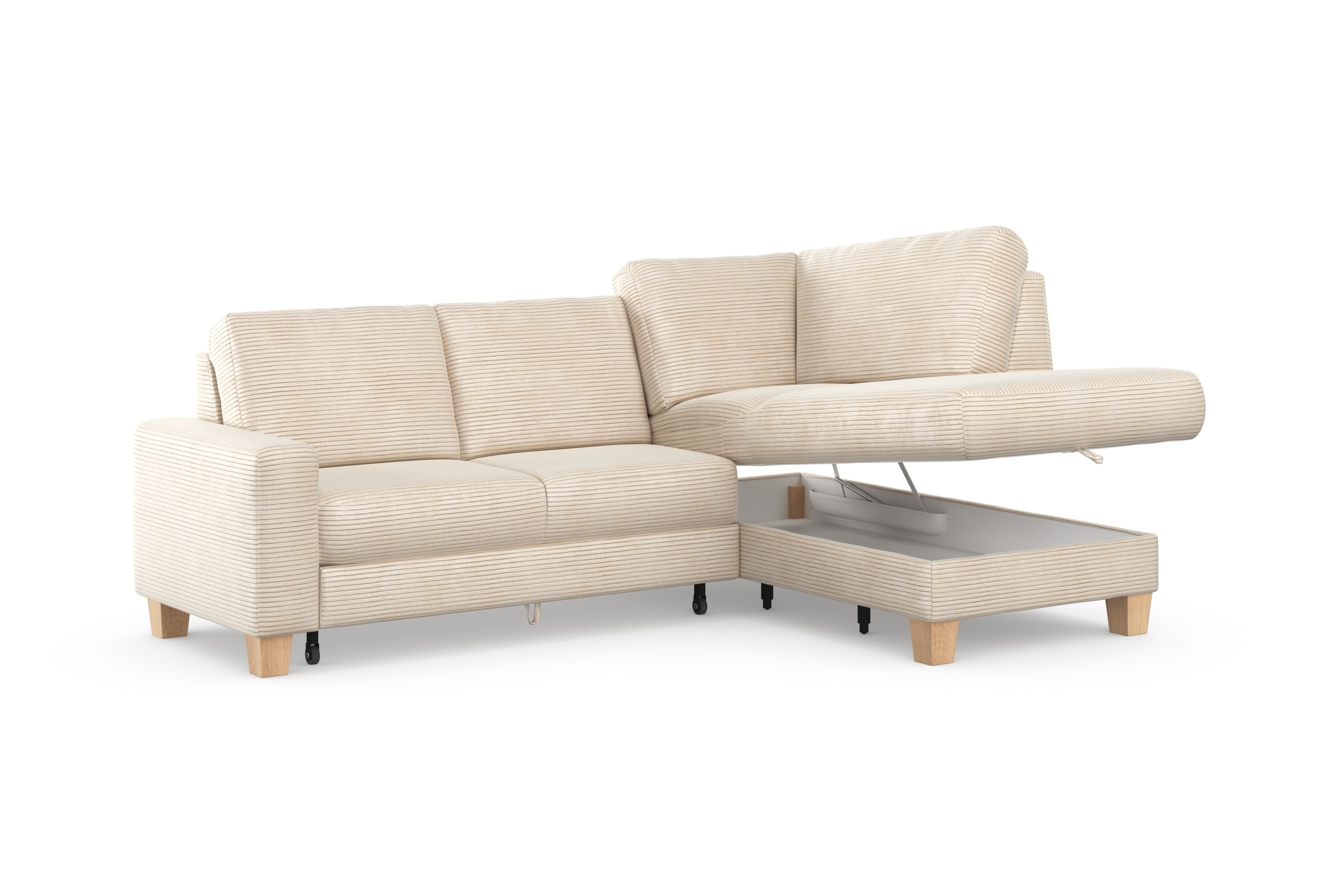 Home affaire Ecksofa »Summer L-Form«, mit Ottomane, wahlweise mit Bettfunktion und Bettkasten, Cord-Bezug