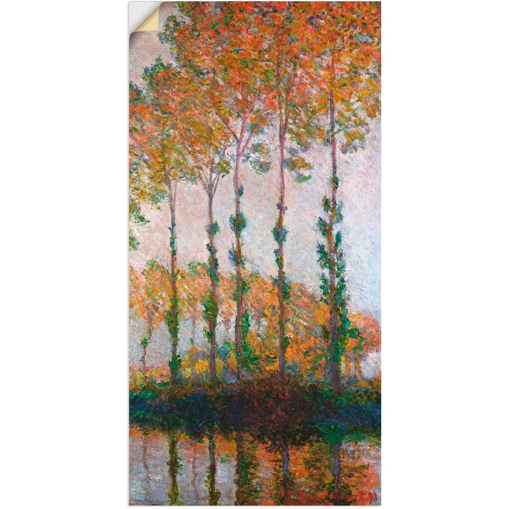 Artland Wandbild »Pappeln am Ufer der Epte im Herbst. 1891«, Gewässer, (1 St.), als Leinwandbild, Wandaufkleber oder Poster in versch. Größen