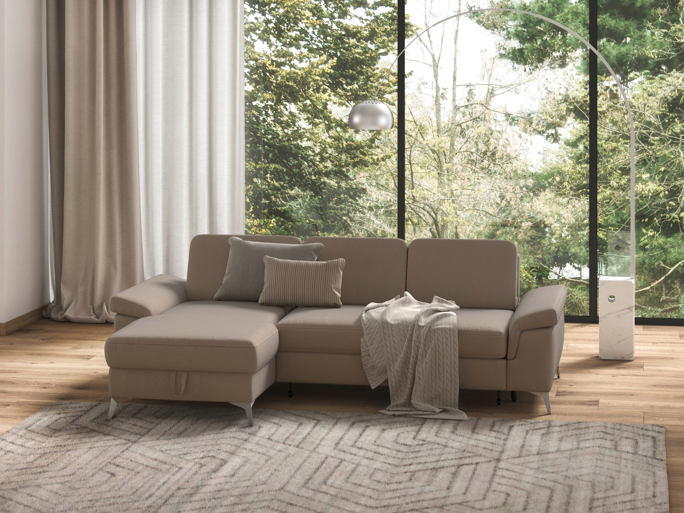 sit&more Ecksofa »Padua L-Form«, inklusive Sitztiefenverstellung, Armteilfunktion und Federkern
