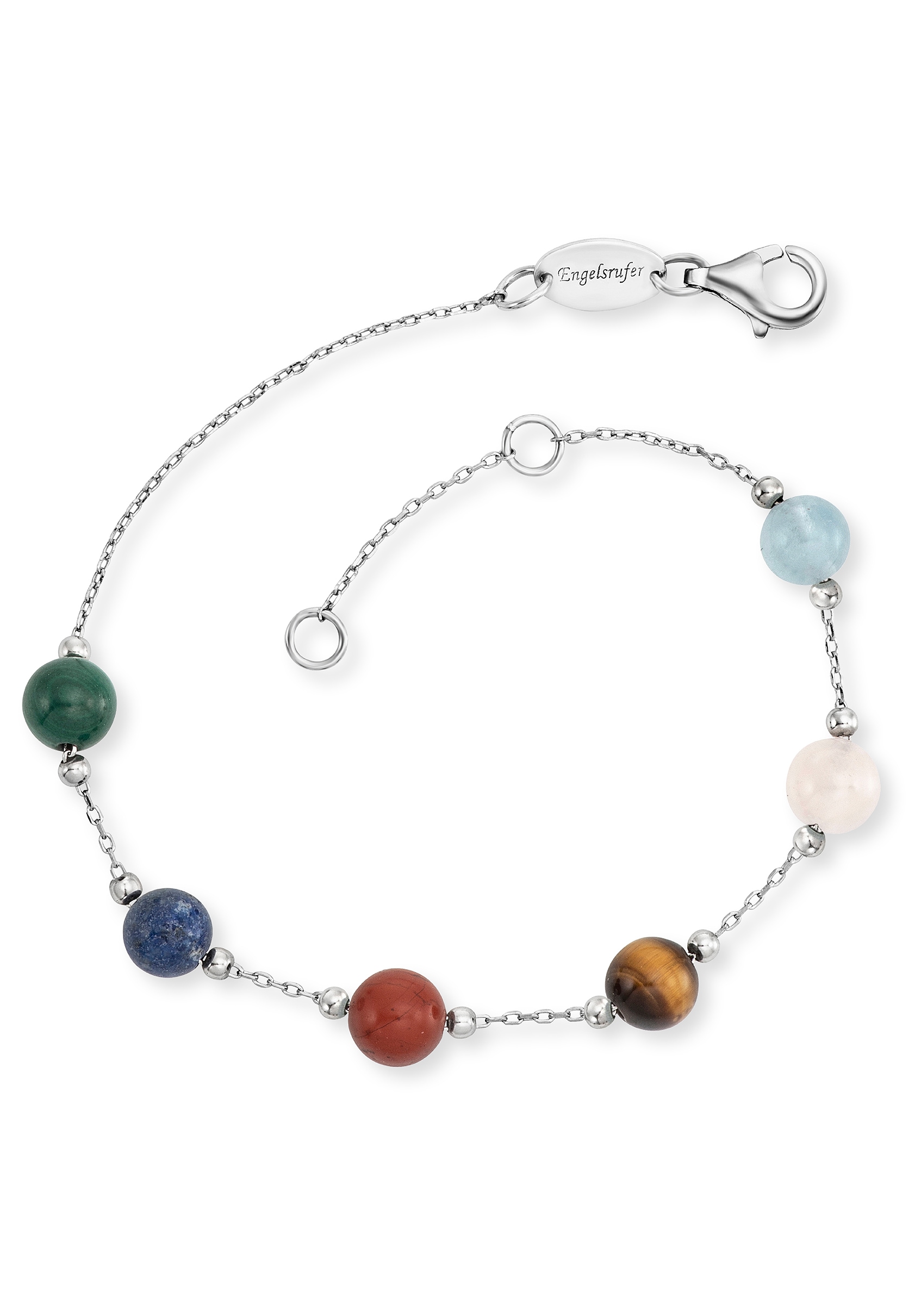 Bild von Engelsrufer Silberarmband »POWERFUL STONE, ERB-LILGEM-6ST«, mit Malachit, Lapislazuli, Jaspis, Tigerauge, Rosenquarz und Achat