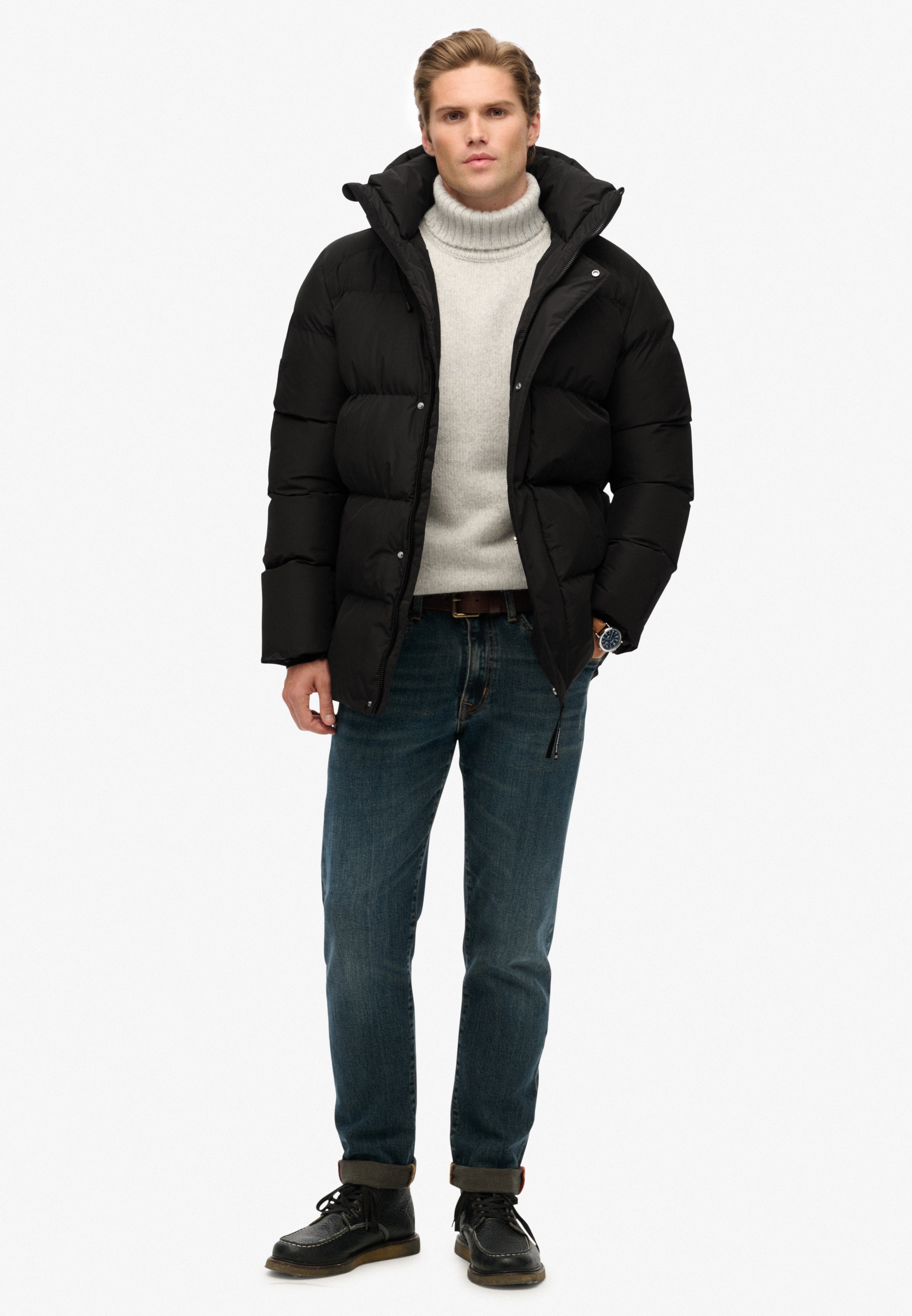 Superdry Steppjacke »HOODED 5 BAFFLE SPORTS PUFFER« mit Kapuze Kunstfaser, relaxed fit
