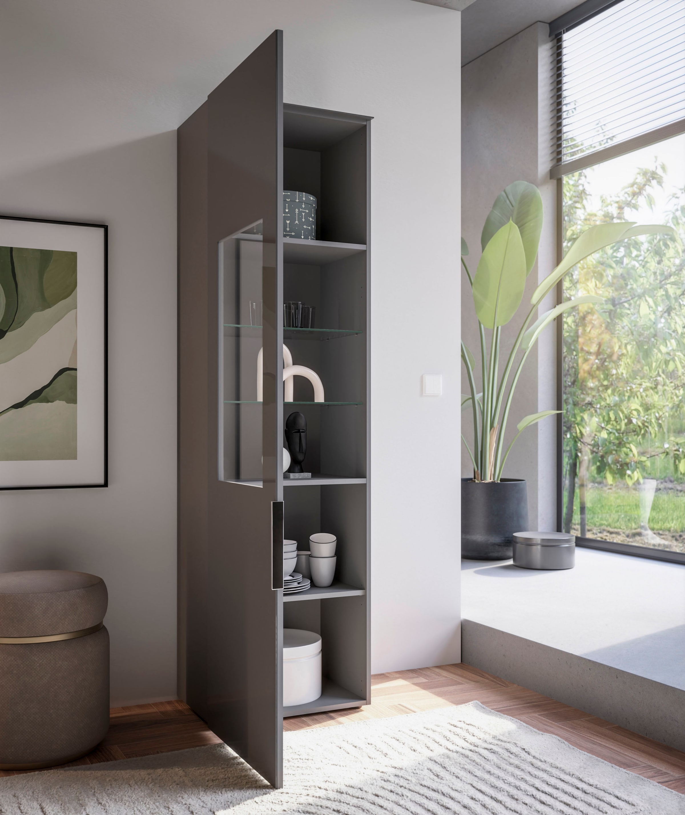 HBZ Vitrine 1 Stk. tlg. Breite 55cm, Glasfronten & Glasoberboden