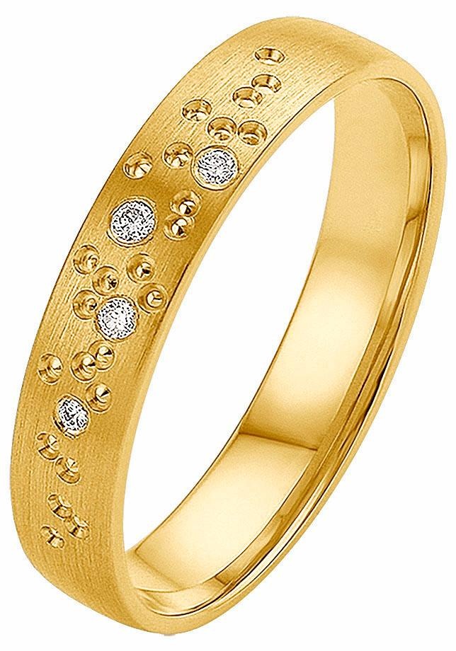 Firetti Trauring »Schmuck Geschenk Gold 375 Hochzeit Ehering "LIEBE" Sterne«, Made in Germany, wahlweise mit oder ohne Brillanten
