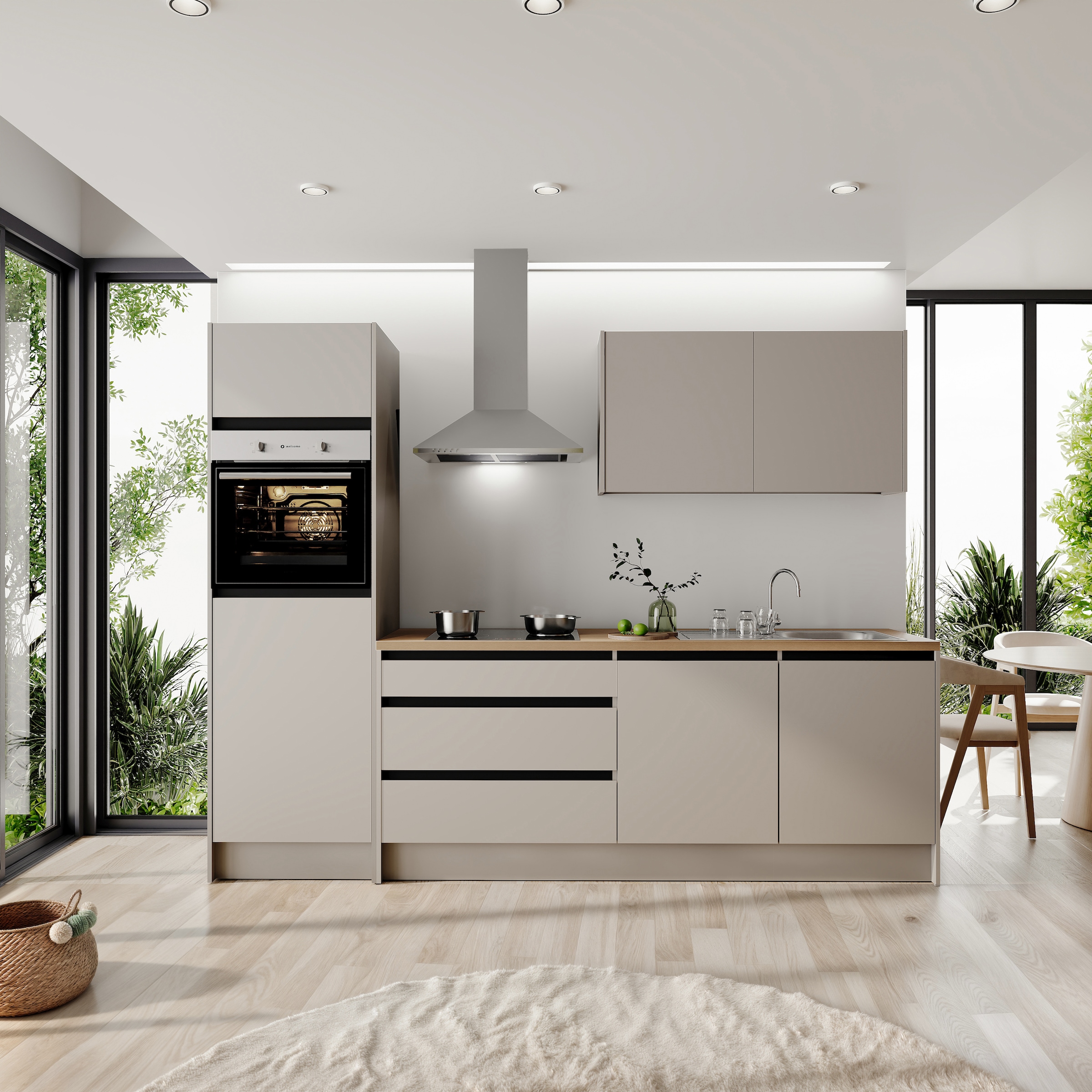 BASIC by Balculina Küchenzeile »Isis B/T/H 273x60x210 cm« Breite 273 cm, wahlweise mit E-Geräten und Induktionskochfeld