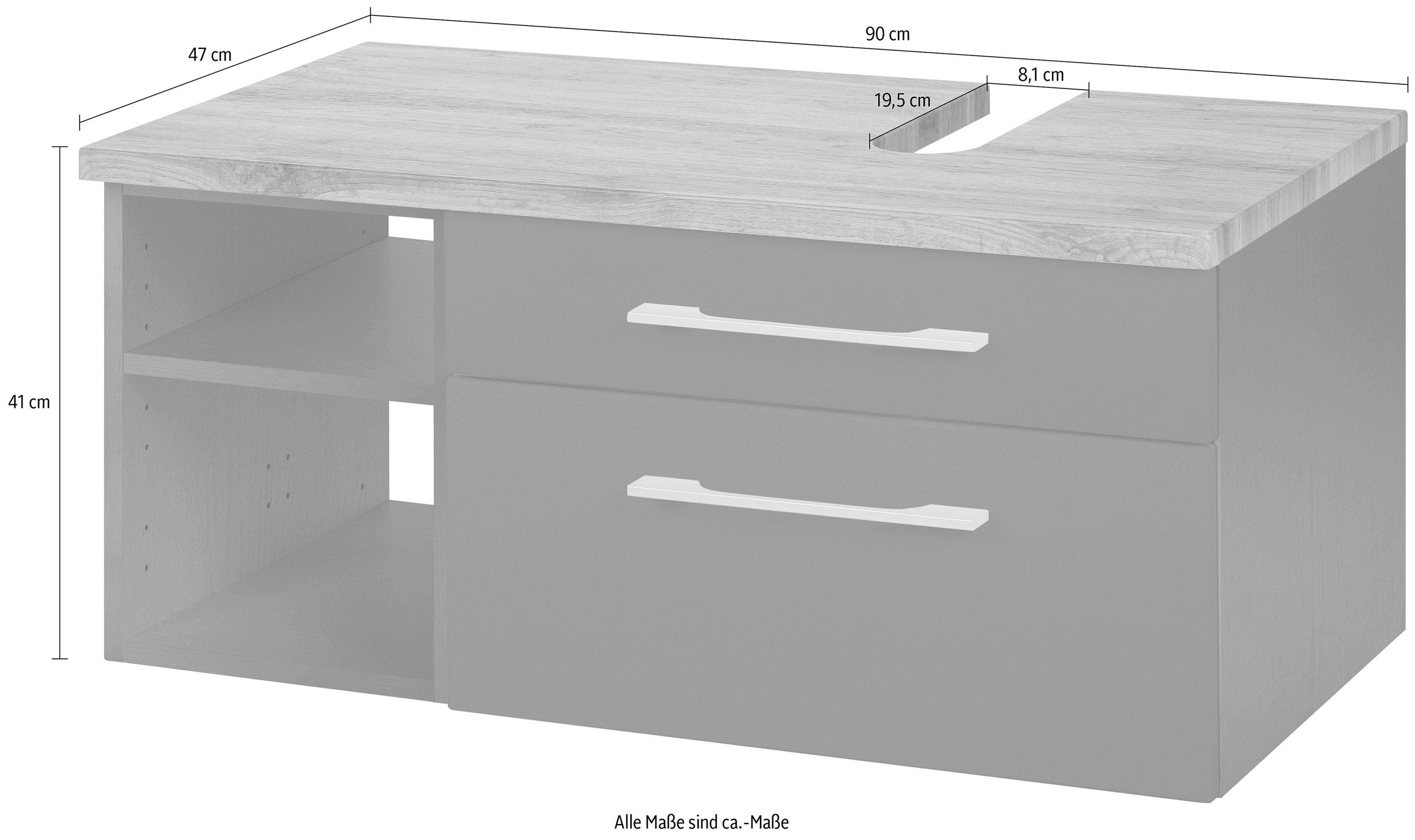 welltime Waschbeckenunterschrank »Davos«, Breite 90 cm