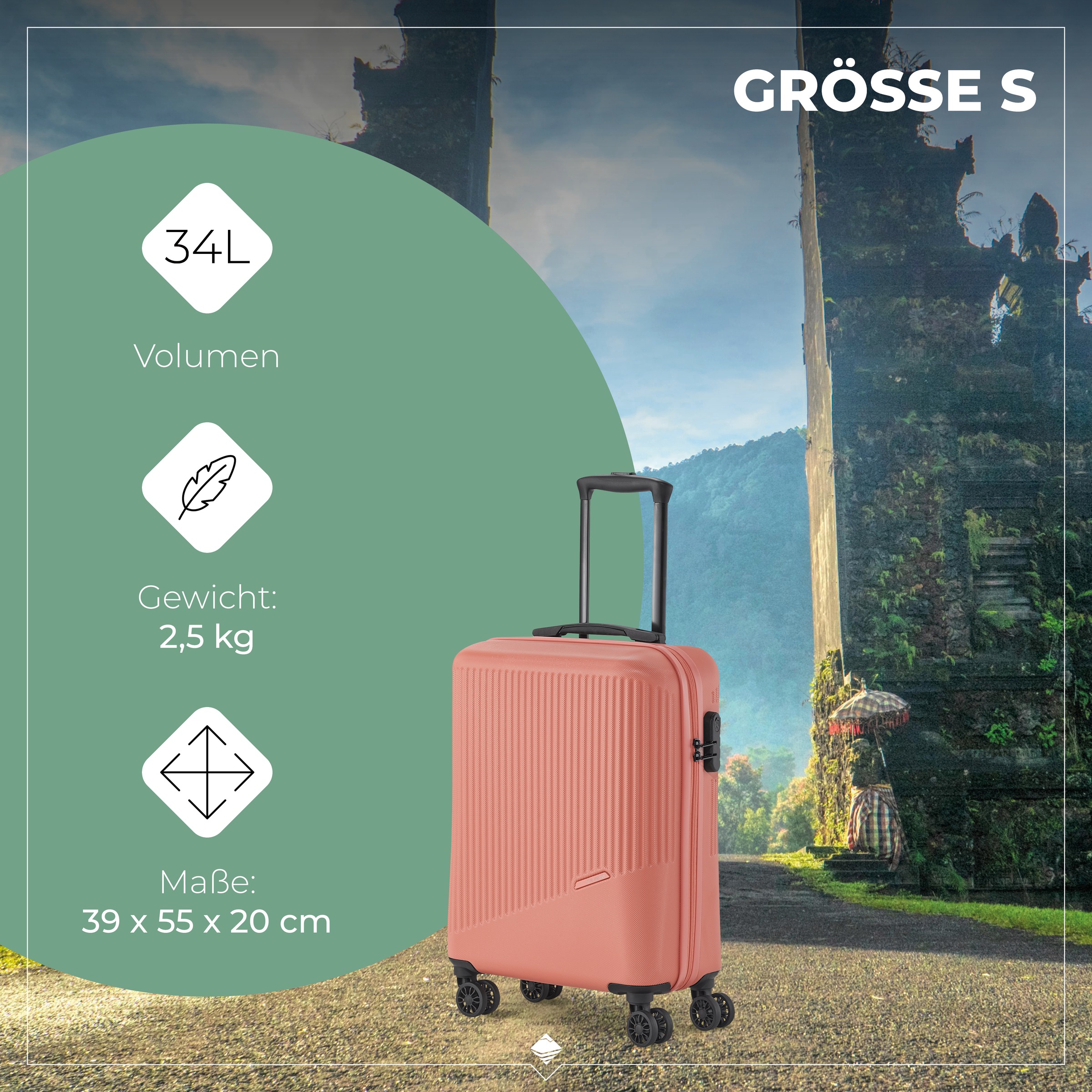 travelite Trolleyset »BALI 4w L/M/S«, (Set, 3 tlg., Hartschalen Trolley Set), Kofferset Reisegepäck Reisekoffer Hartschallenkoffer TSA Schloss