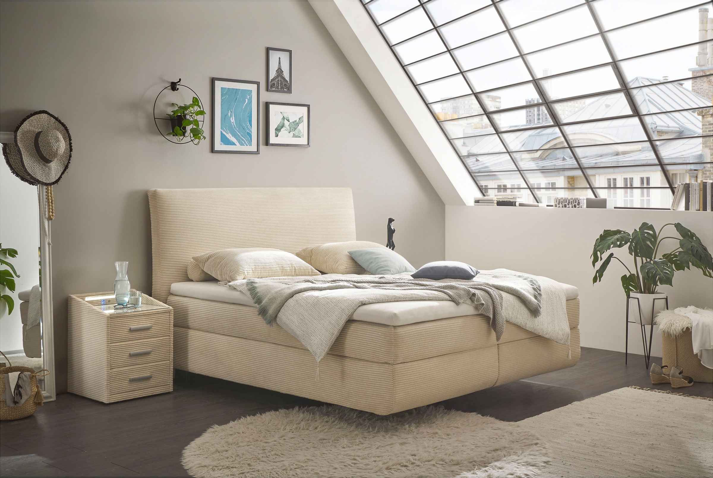 ED EXCITING DESIGN Boxspringbett »Marbella«, Duo-Matratze- harte Kokosmatte günstig online kaufen