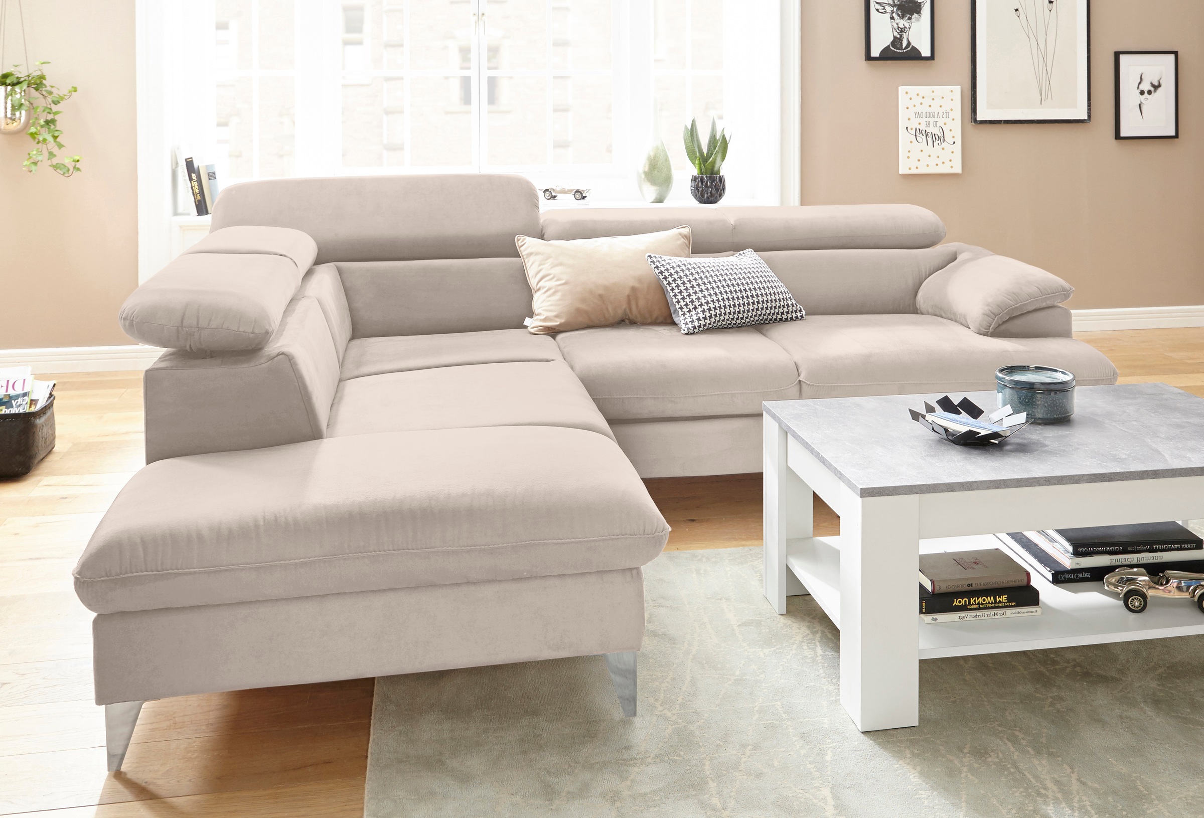 COTTA Ecksofa »Caluso L-Form«, mit Kopfteilverstellung, wahlweise mit Bettfunktion & Bettkasten