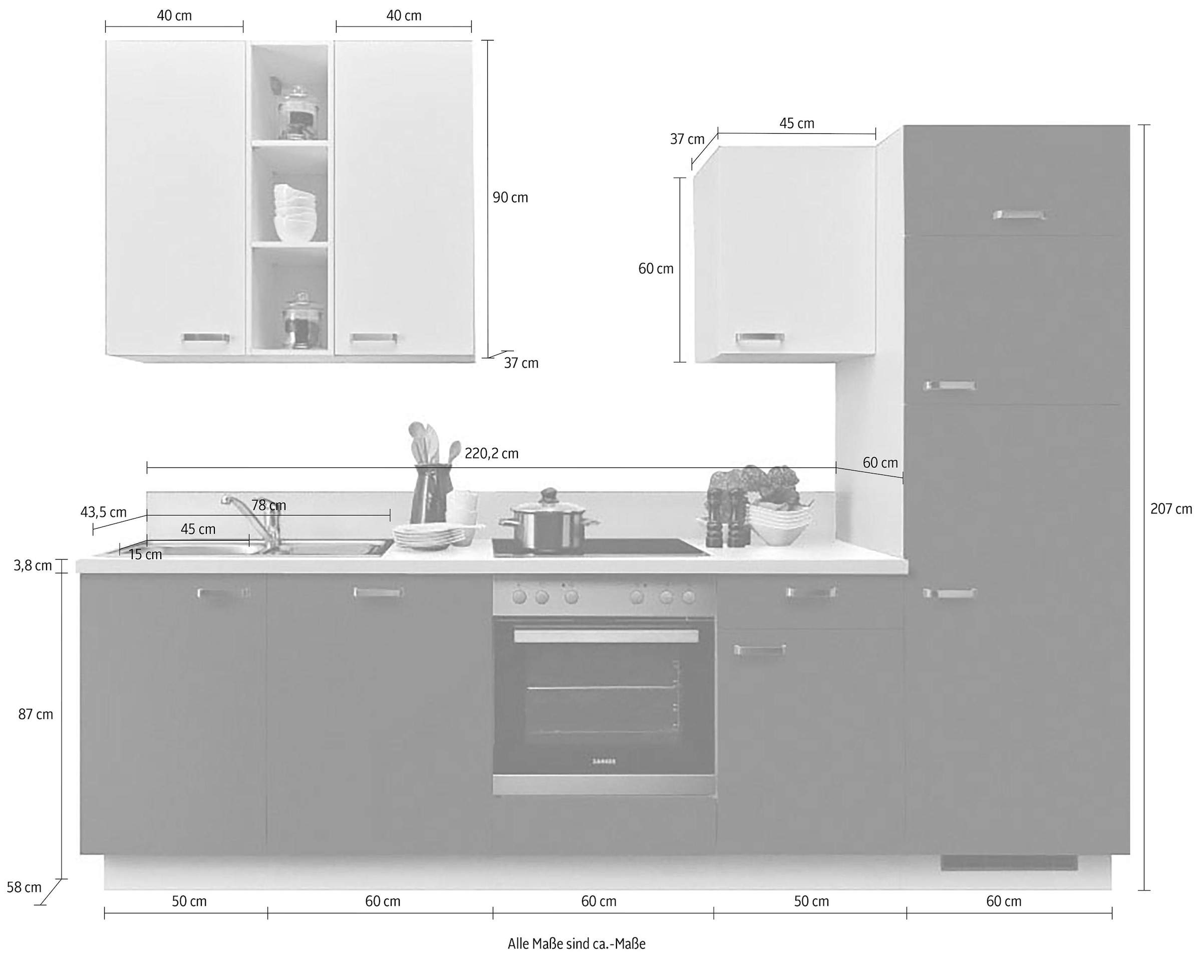 KOCHSTATION Küche »"KS-Bari", wahlw. mit E-Geräten & Geschirrspüler«, Soft-Close-Funktion und Vollauszug, vormontiert, Breite 280 cm