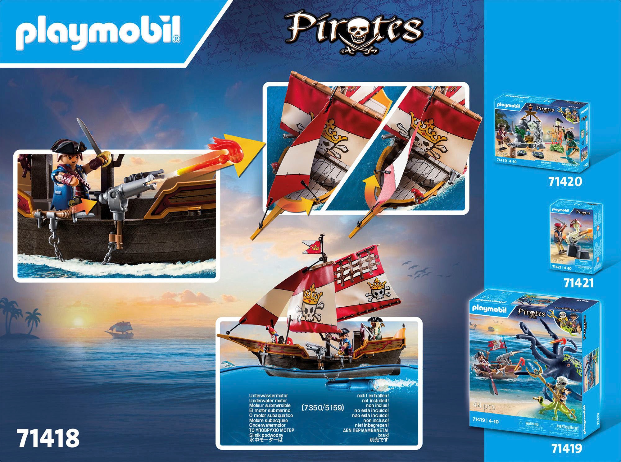 Playmobil® Konstruktions-Spielset »Piratenschiff (71418), Pirates«, (101 St.), Made in Europe