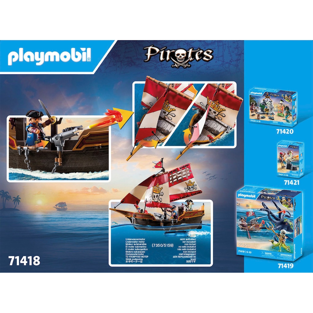 Playmobil® Konstruktions-Spielset »Piratenschiff (71418), Pirates«, (101 St.)