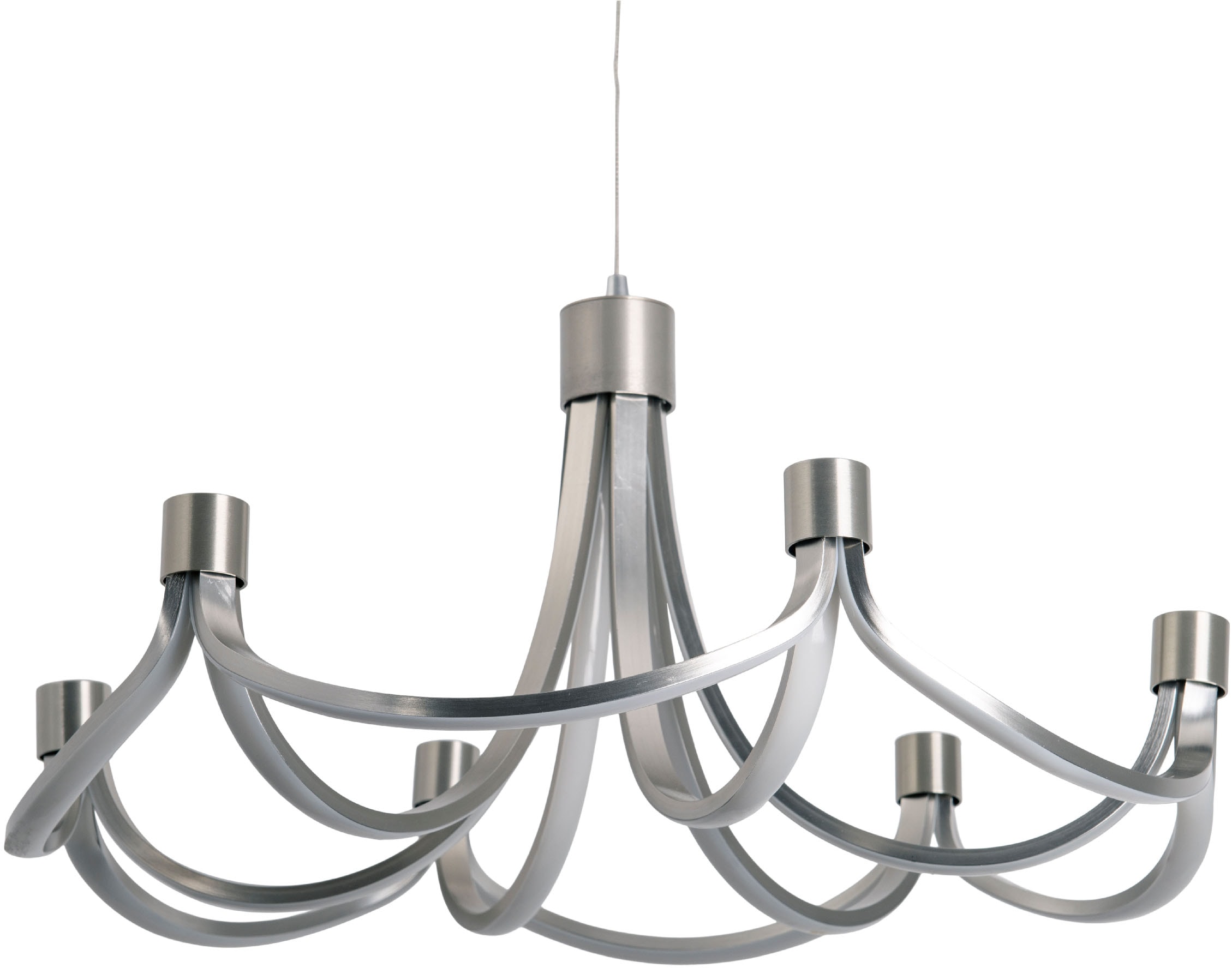 näve LED Pendelleuchte »Festos«, 1 flammig, Leuchtmittel LED-Modul | LED fest integriert, Kronleuchter, stufenweise dimmbar, satiniertes Metall, H: 150cm