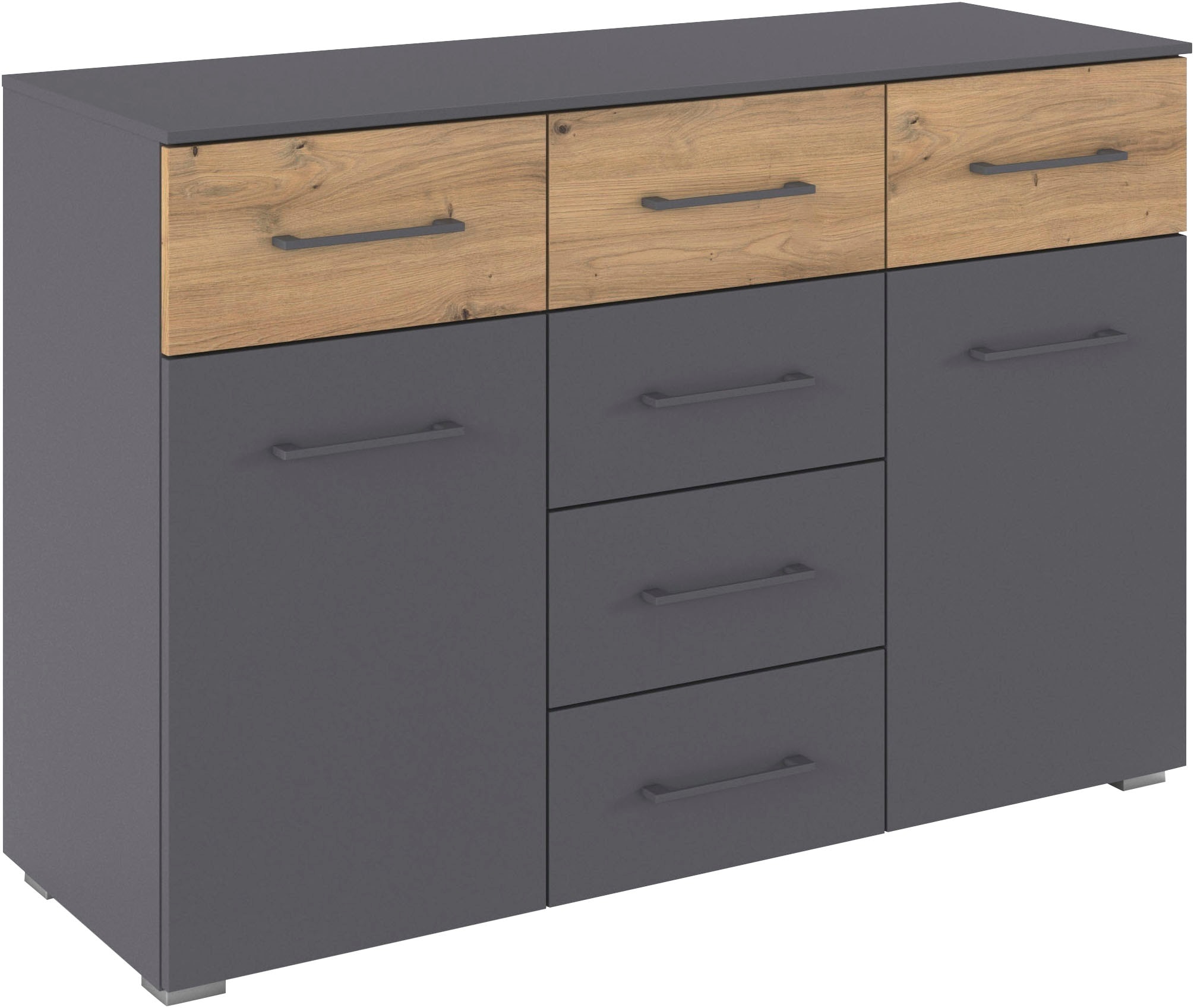 rauch Kombikommode »Sideboard Kommode Schubladenkommode Türenkommode BOSTON-EXTRA« B/H/T: 120/81/42 cm,  mit 6 geräumigen Schubladen, Einlegeböden verstellbar MADE IN GERMANY