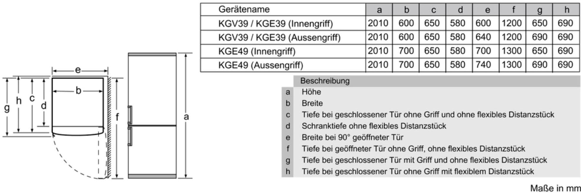 BOSCH Kühl-/Gefrierkombination Serie 6 »KGE39AWCA«