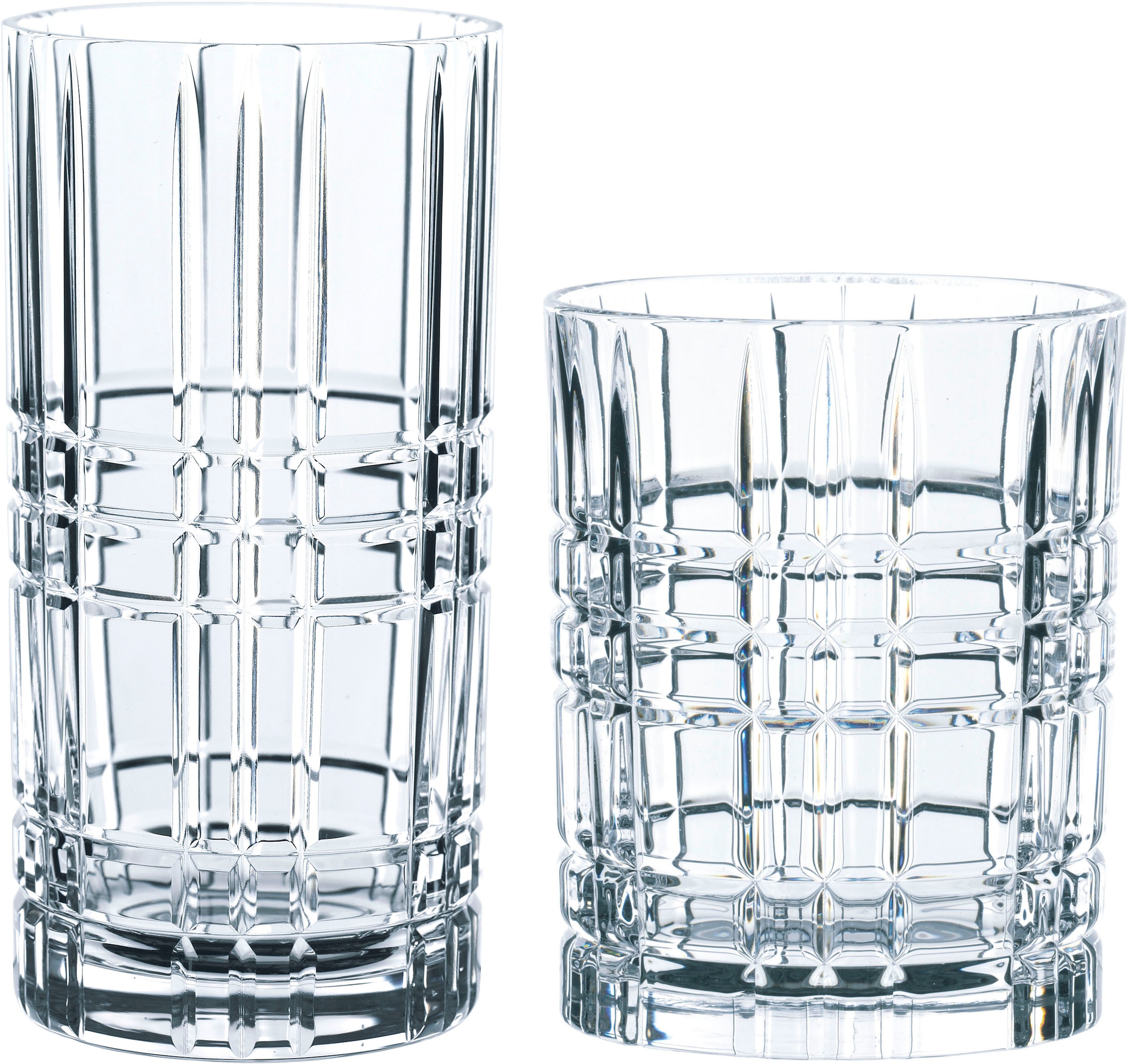 Nachtmann Gläser-Set »Highland Square«, (Set, 12 tlg., 6 Whisky-Gläser, 6 Longdrinkgläser), Made in Germany, 12-teilig