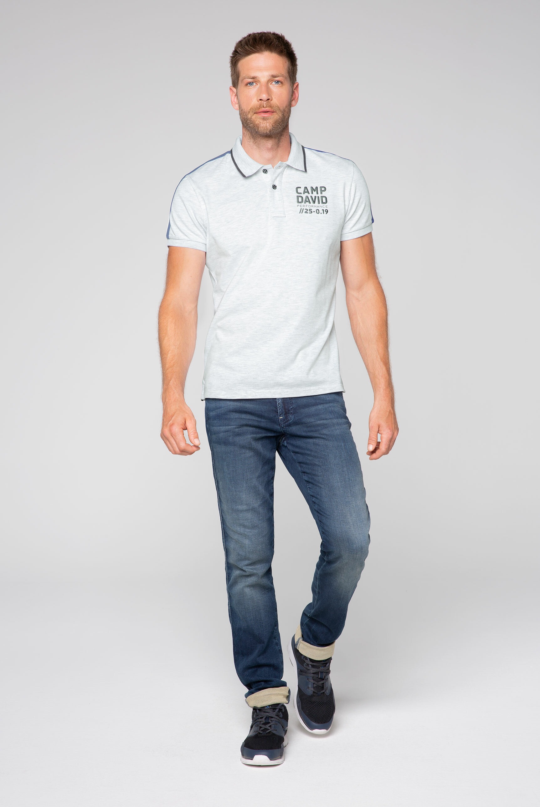 CAMP DAVID Poloshirt, mit Metallic-Print