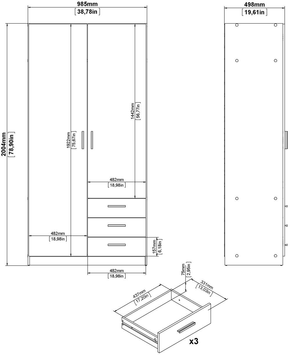 INOSIGN Kleiderschrank »Sprint Drehtürenschrank, Aufbewahrung Kasten Schrank Stauraum«, Breite 98,5/147 oder 195,5 cm, je mit Einlegeböden und Kleiderstange
